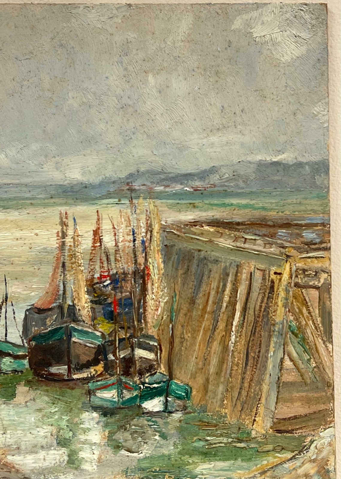 Simone Forgeharbour At Low Tide With Boats By The Pier 1930's French Impressionist 19th Century photo 1031.0
