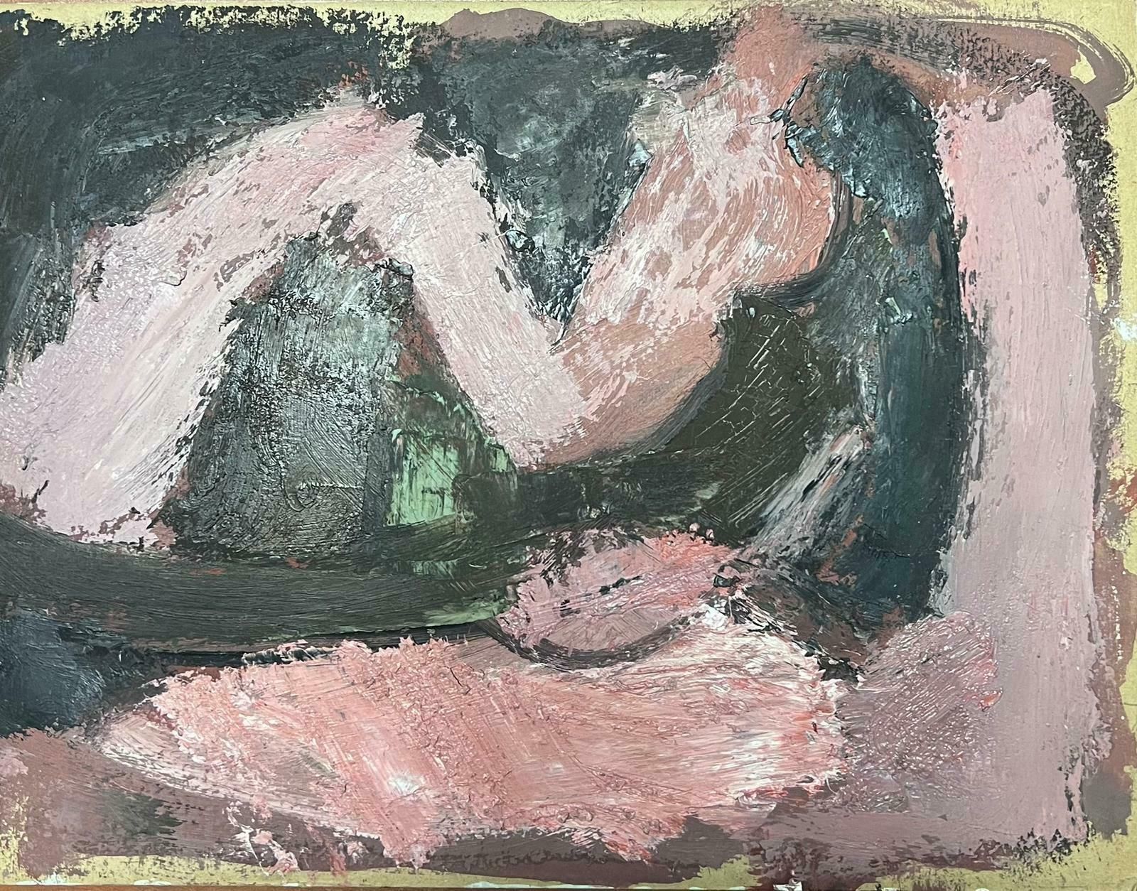Elisabeth Hahn20th Century German Modernist Oil Painting Pink And Blue Abstract 20th Century photo for sale