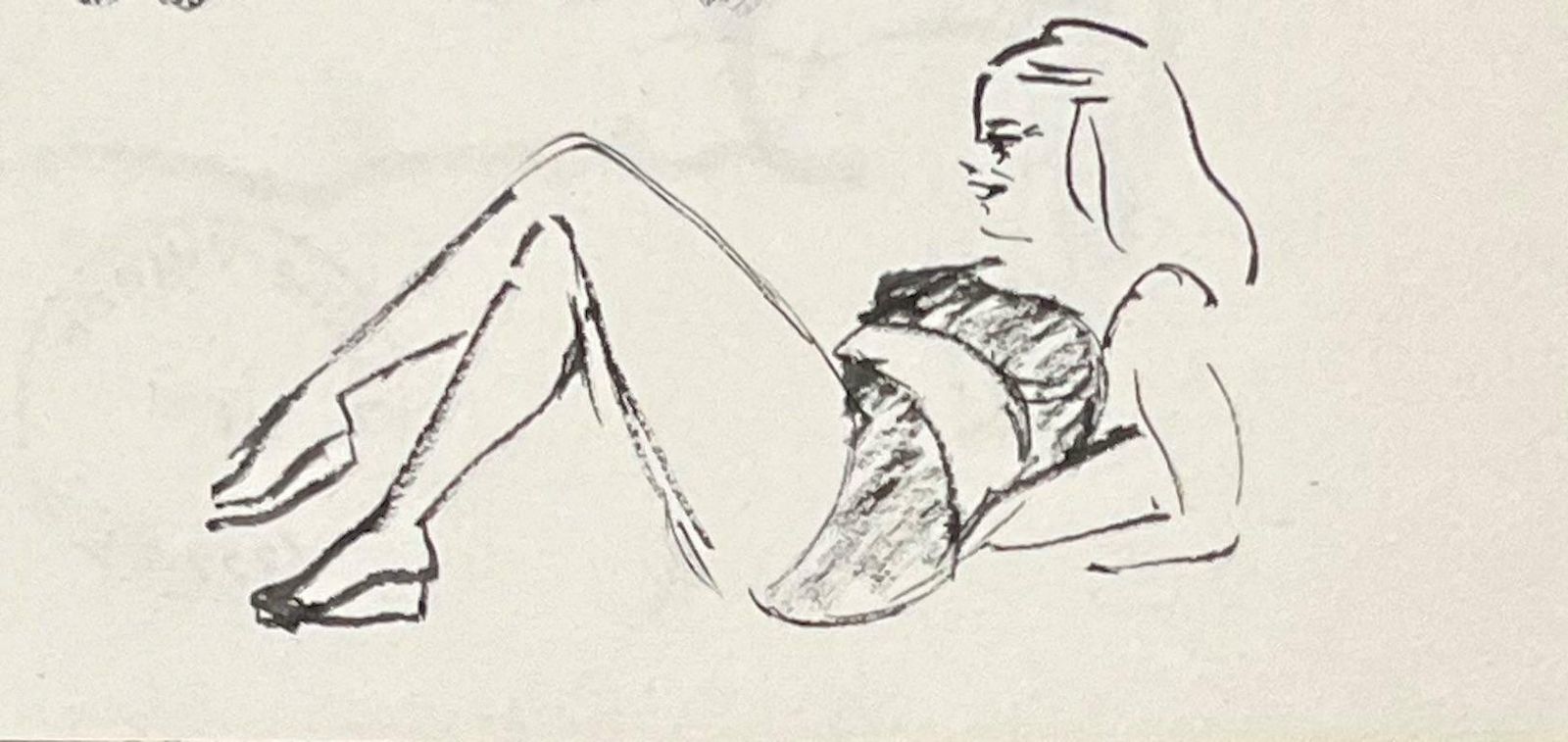 Josine Vignonmid Century French Ink Studies Of Study Of Female Faces1950's photo Art