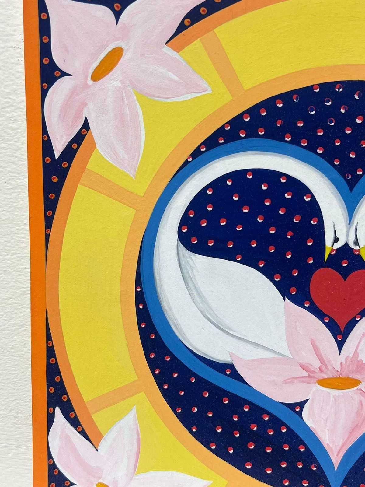 Sally Vaughancontemporary British Abstract Original Painting Heart Swan Wall Paper Design1990 photo for sale