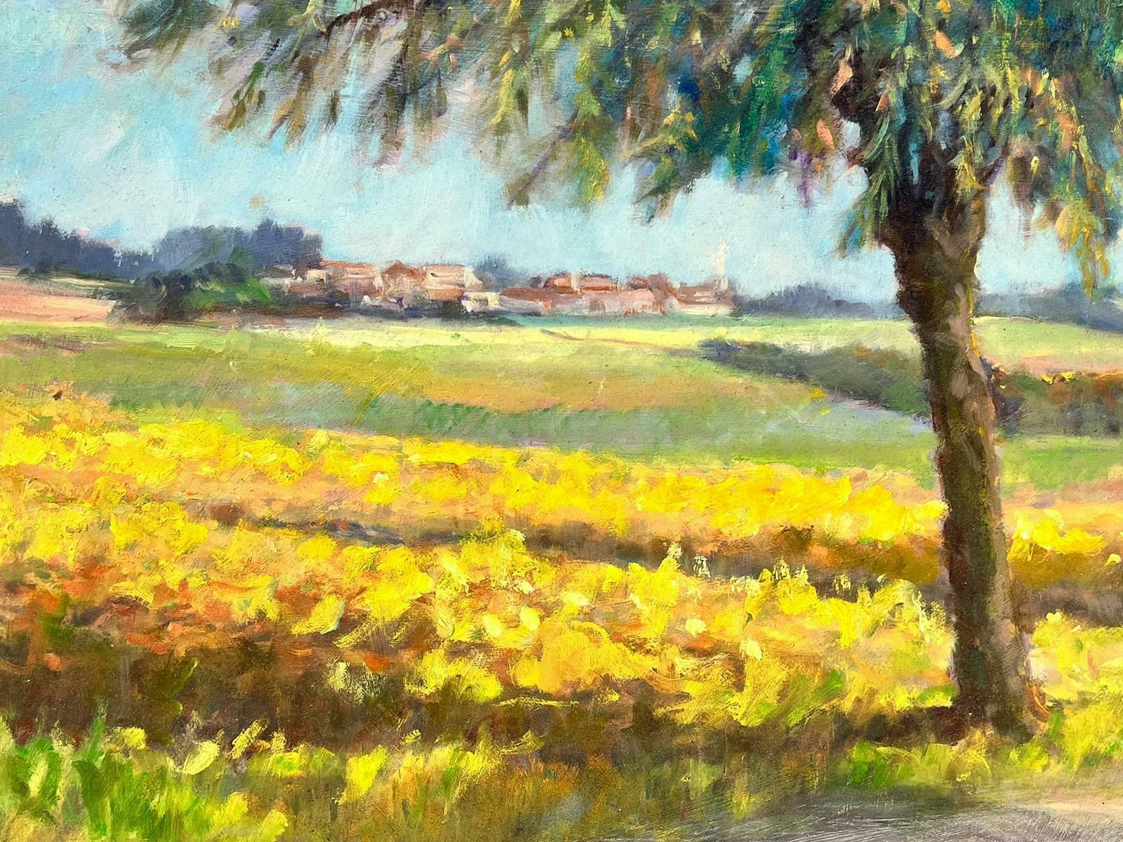 R.Leroyauvers Sur Oise France Golden Farm Fields Rural Landscape Signed Oil Painting photo vinterior