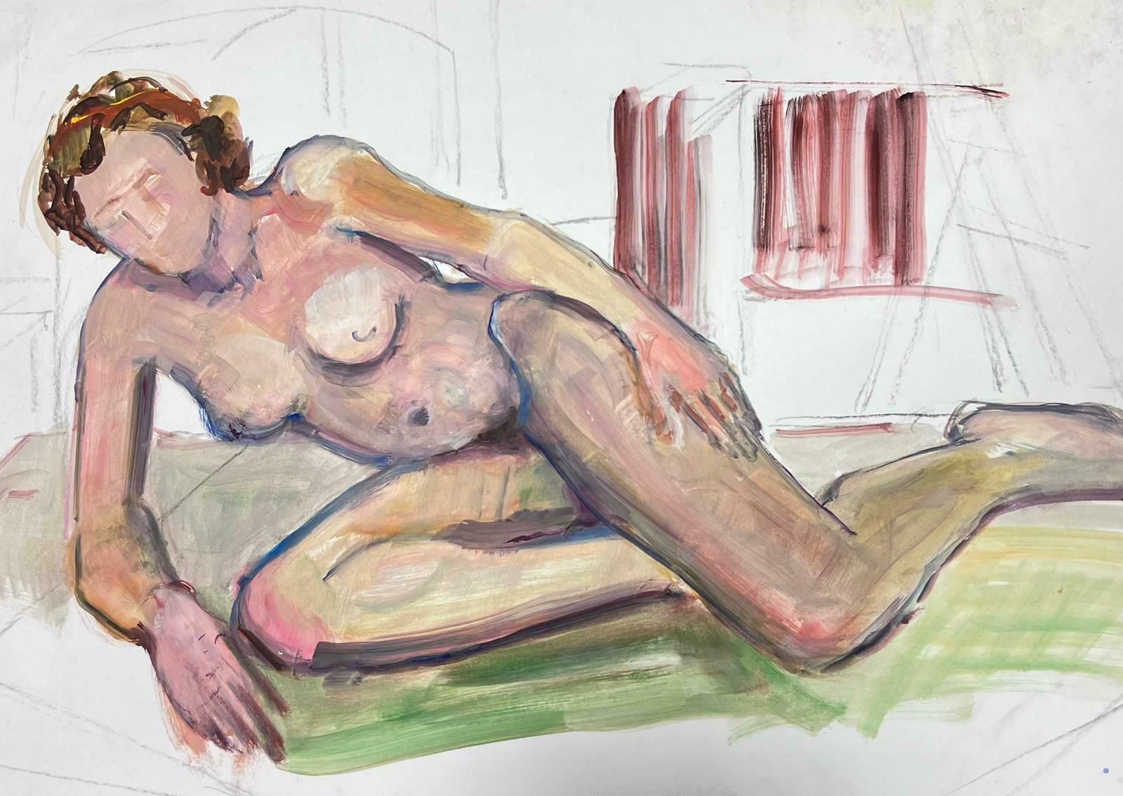 French Modernistreclining Nude Lady Model 1970's French Modernist Painting Provence Collection1970's photo Art