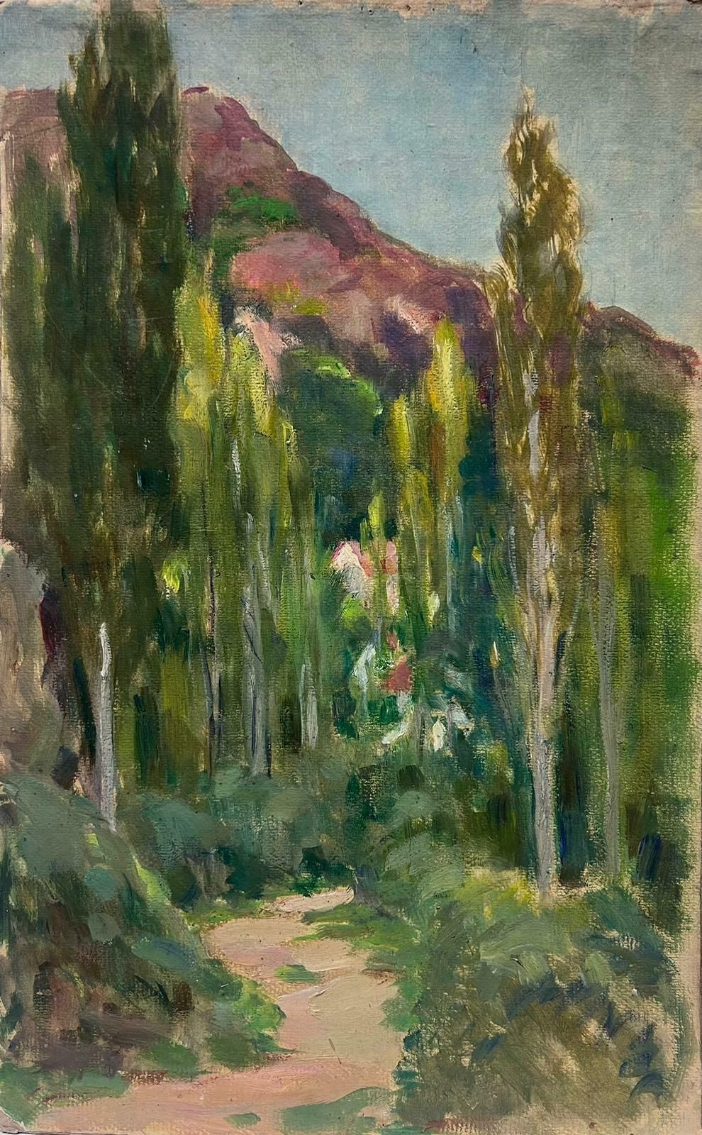 Louise Alixfrench Impressionist Oil Painting Provence Tall Tree Pathway 1940's