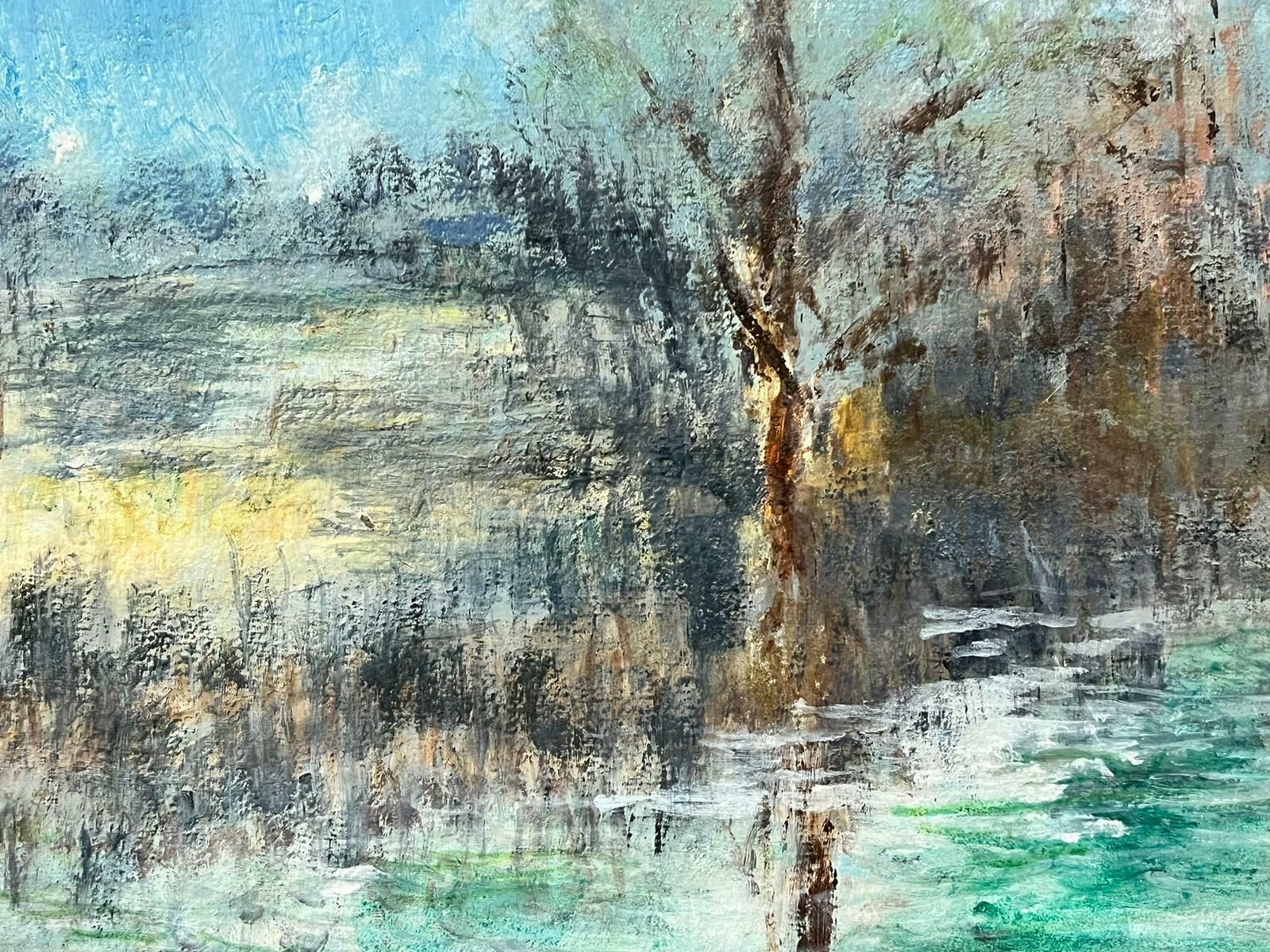 English Impressionistriver Landscape Shimmering Light Framed English Oil Painting On Canvas photo Art