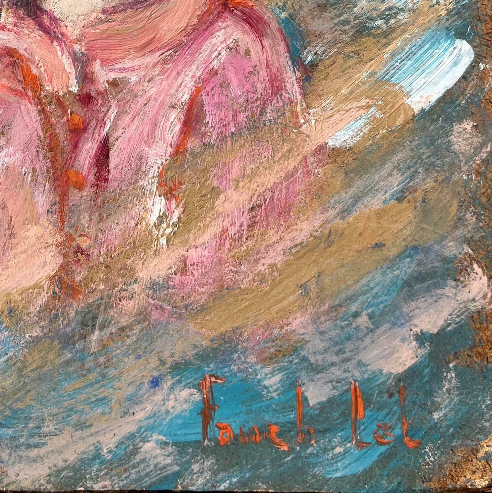 Fanch Lelfrench Oil Painting Of A Portrait Of A Girl In Vibrant Expressionist Style20th Century photo for sale