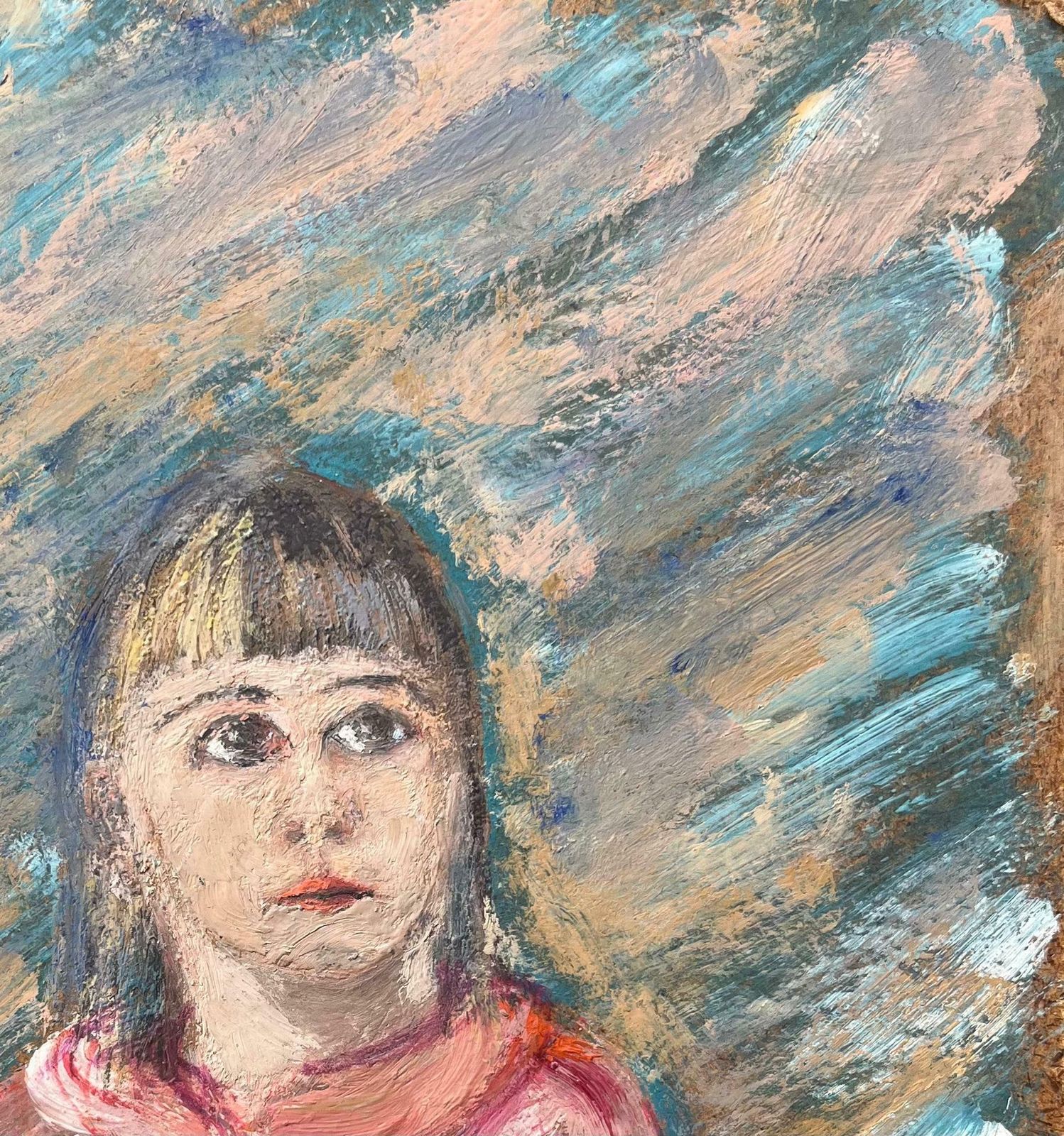 Fanch Lelfrench Oil Painting Of A Portrait Of A Girl In Vibrant Expressionist Style20th Century photo vinterior