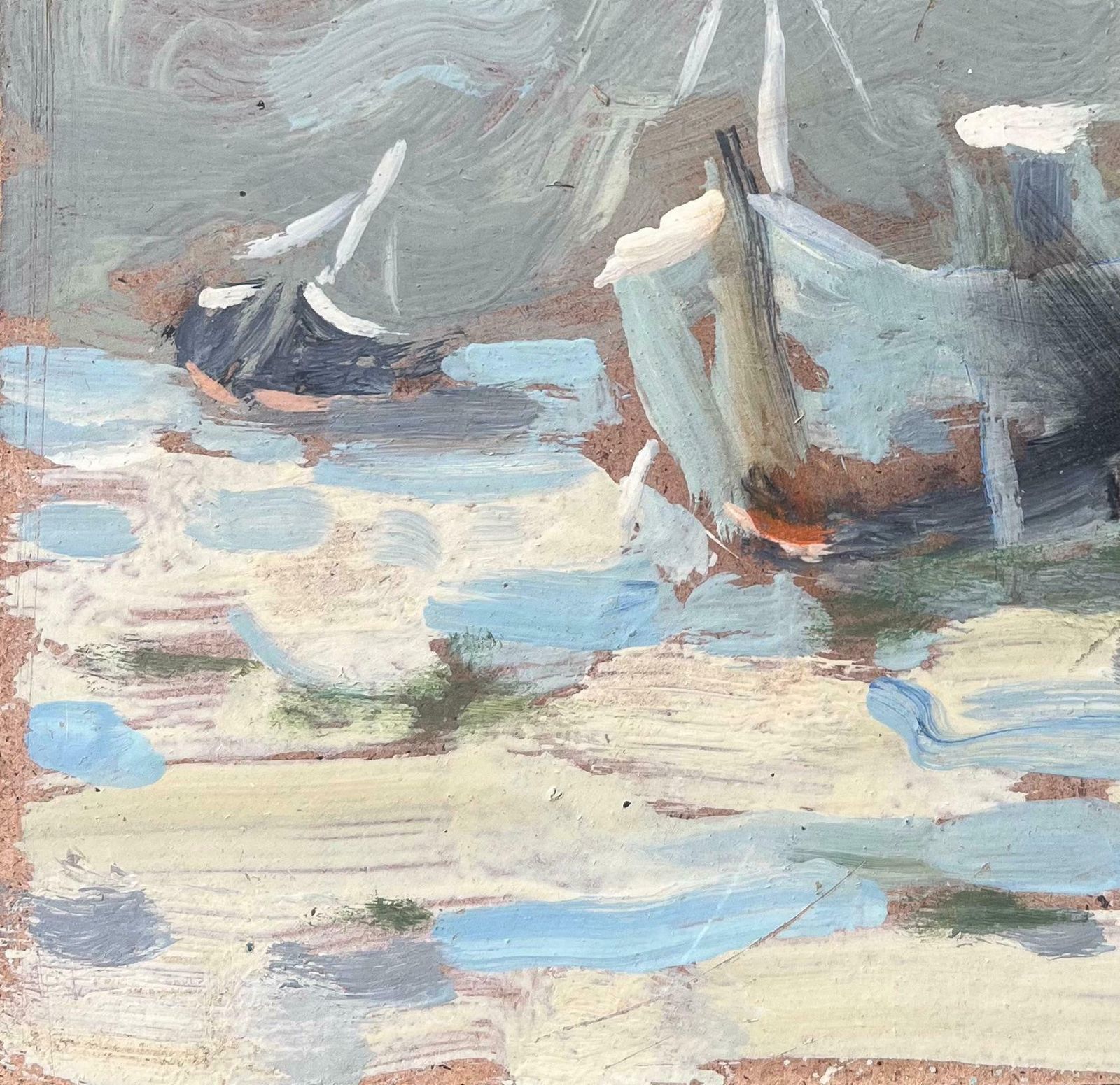 Fanch Lelfrench Impressionist Oil Painting Of A Coastal Scene With Boats At Low Tide1996 photo Art