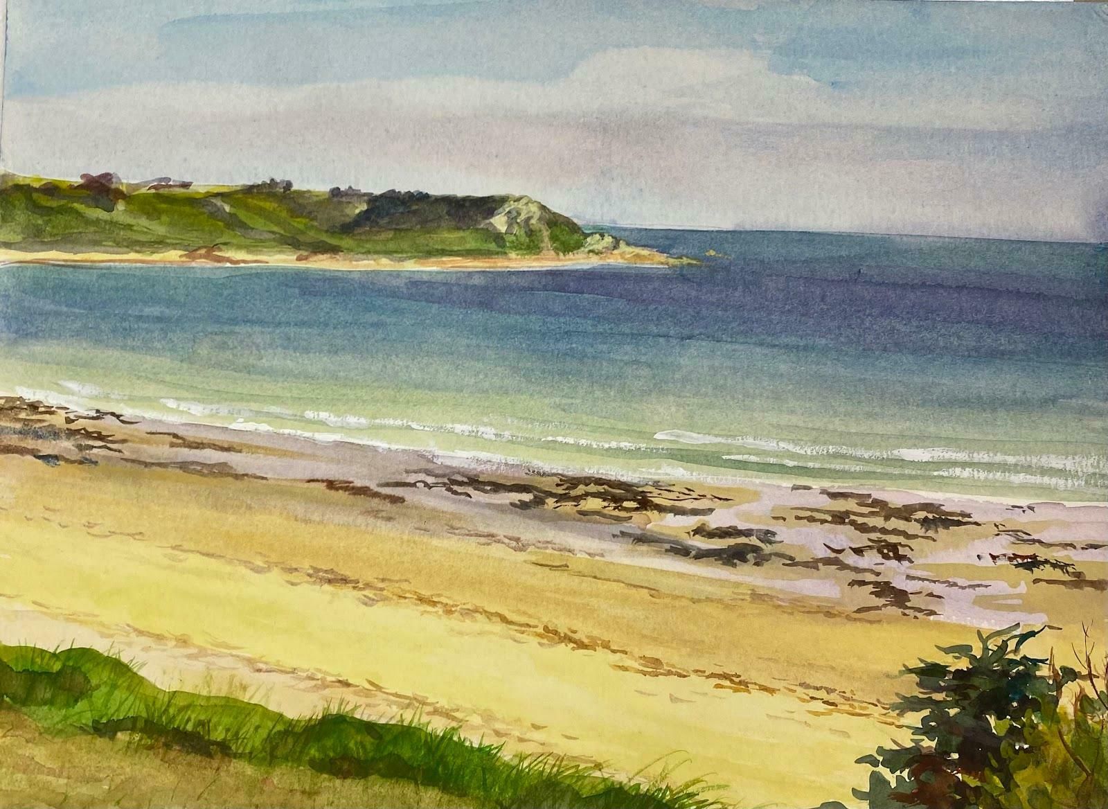 Josine Vignonpost Impressionist Painting The Beach & Cliffs At Beg Ar Fry Saint Jean Du Doigtc.1986