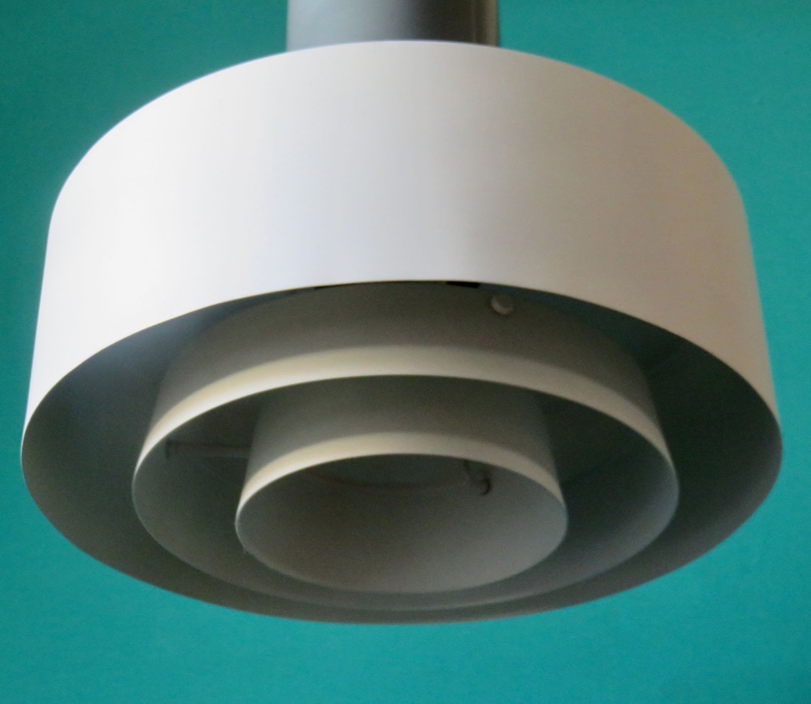 Large Industrial Pendant Light In Anthracite And White Lacquered Metal. Denmark 1960 photo Lighting
