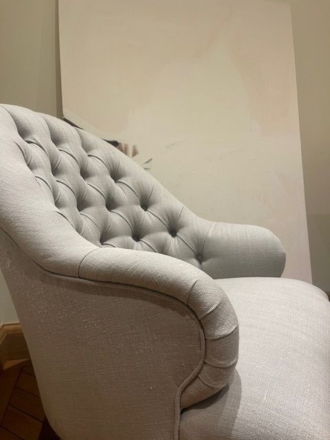 Grey Armchair With Linen Fabric photo vintage