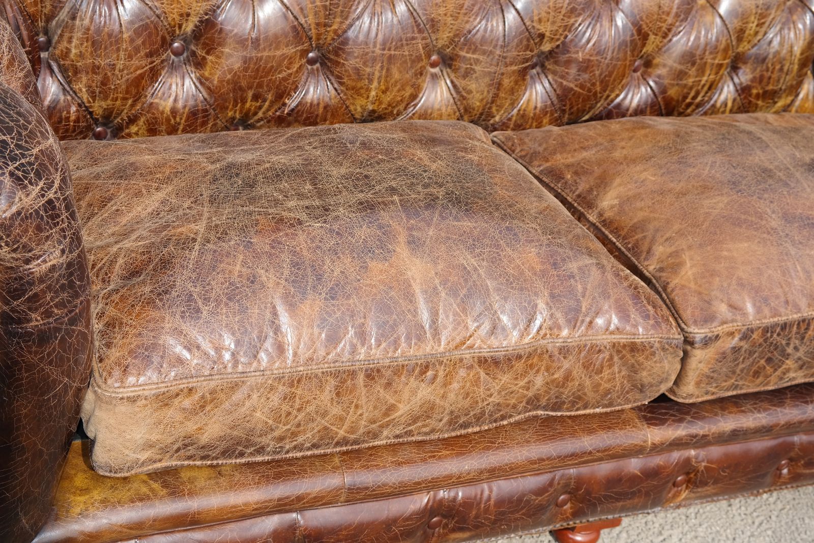photo for sale Superb Timothy Oulton Westminster Feather 2.5 Seater Leather Sofa Vintage Cigar