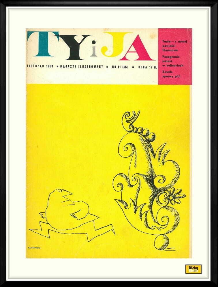 Framed Cover Of The Monthly Magazine Ty I Ja, 11/1964, Author Saul Steinberg