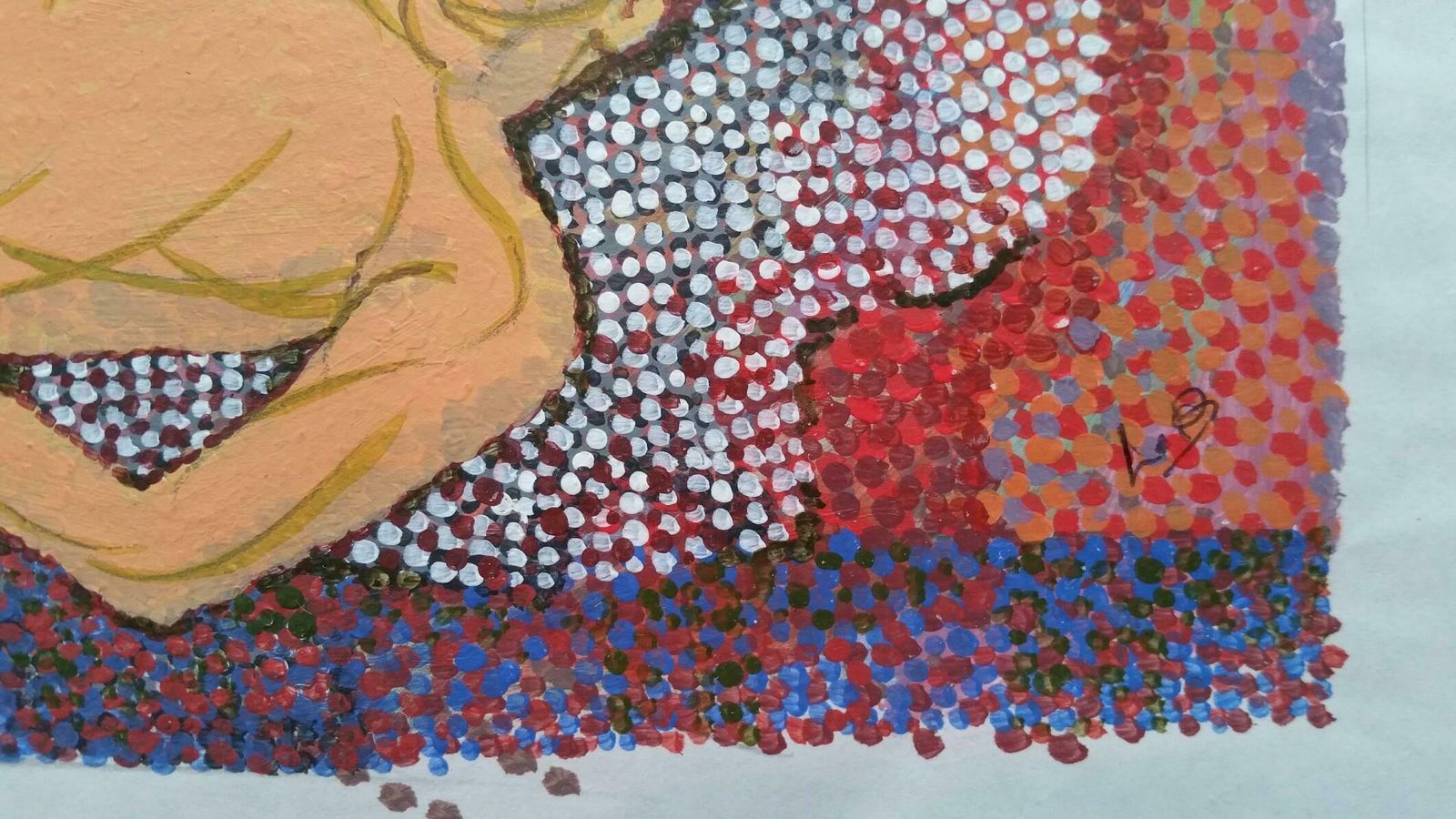 Louis Bellon French Pointillist Reclining Male Nude Mid 20th Century Painting C. 1950s photo 900.0