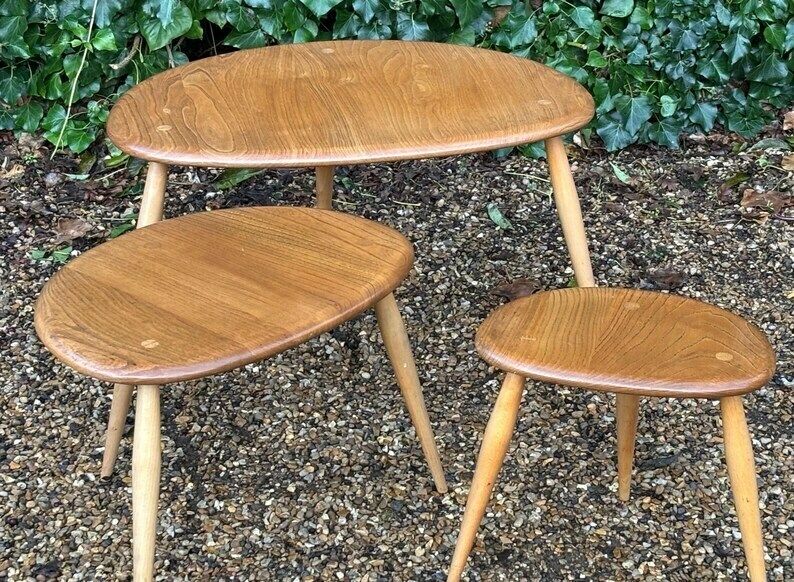 photo furniture Vintage Ercol Pebble Nest Of Tables
