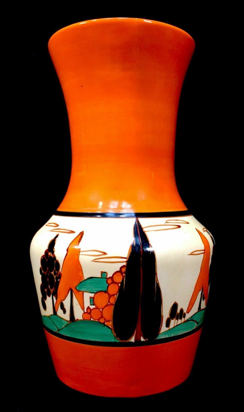 Antique Clarice Cliff Orange Trees & House 386 Large Vase Pottery Bizarre C.1931 photo buy