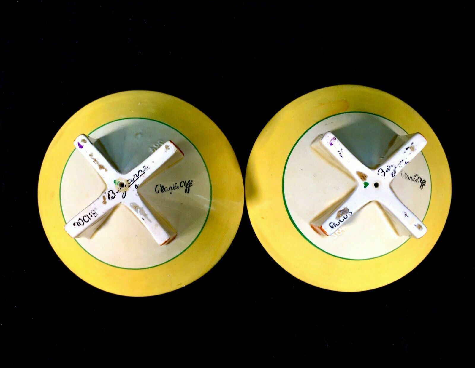 Antique Clarice Cliff Autumn Crocus Shape 384 Candle Stick Pair Pottery Bizarre photo buy