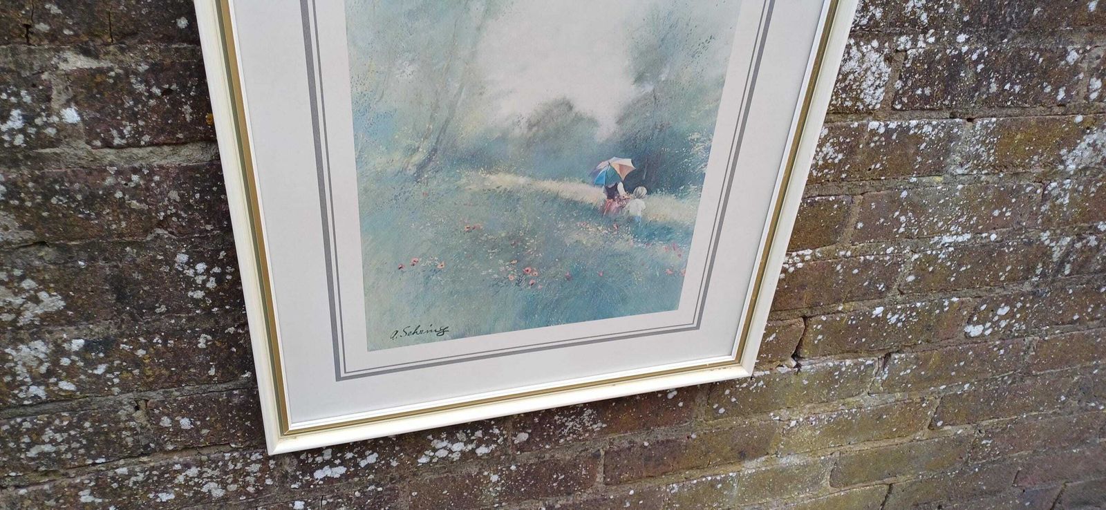 Spring Showers Print By Adolf Sehring, 1980s Print In Gorgeous Vintage Quality Glazed Frame (49.5cm X 60cm) photo Art