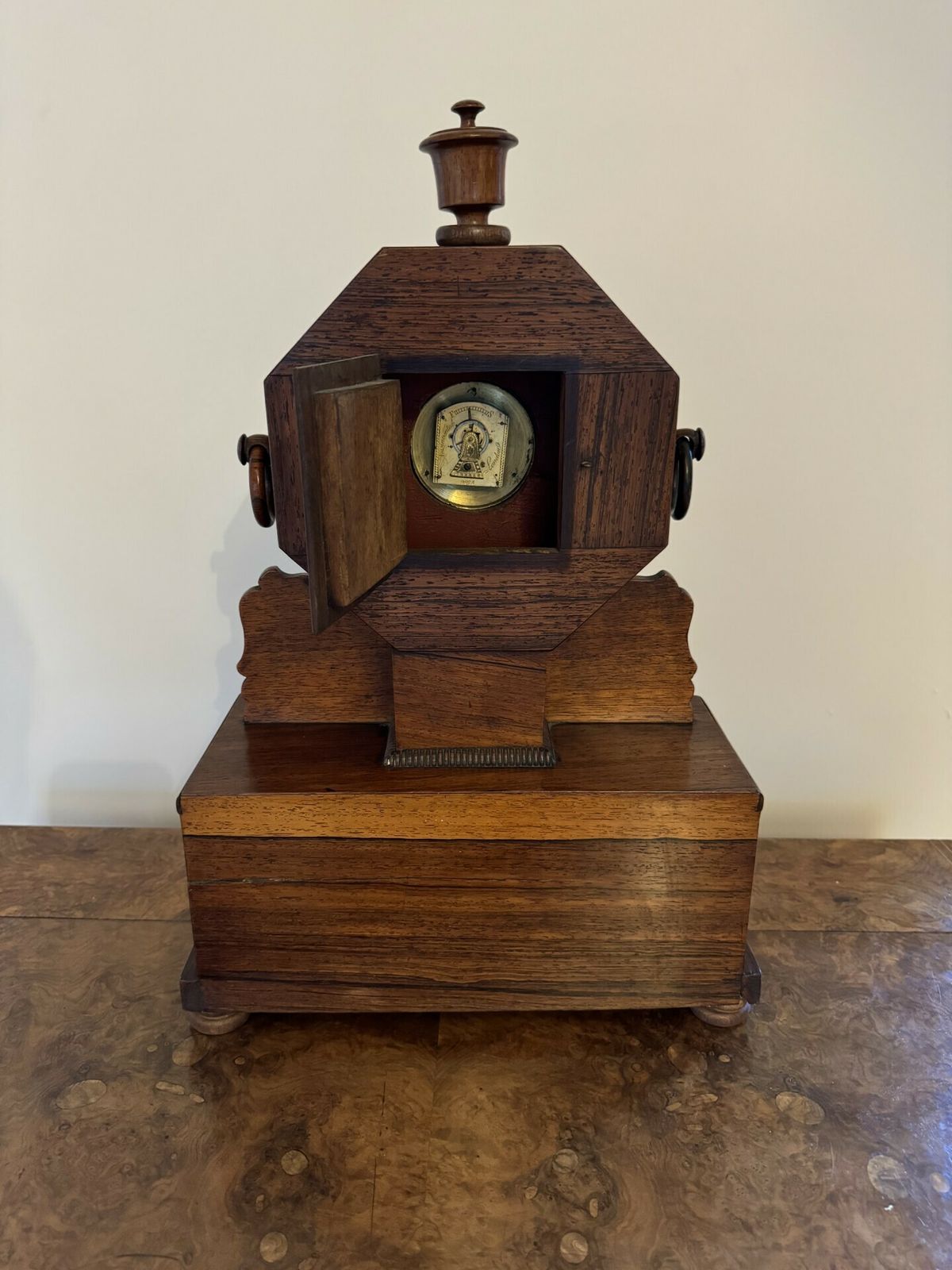 Wonderful Quality Antique Regency Rosewood Brass Inlaid Mantle Clock photo for sale