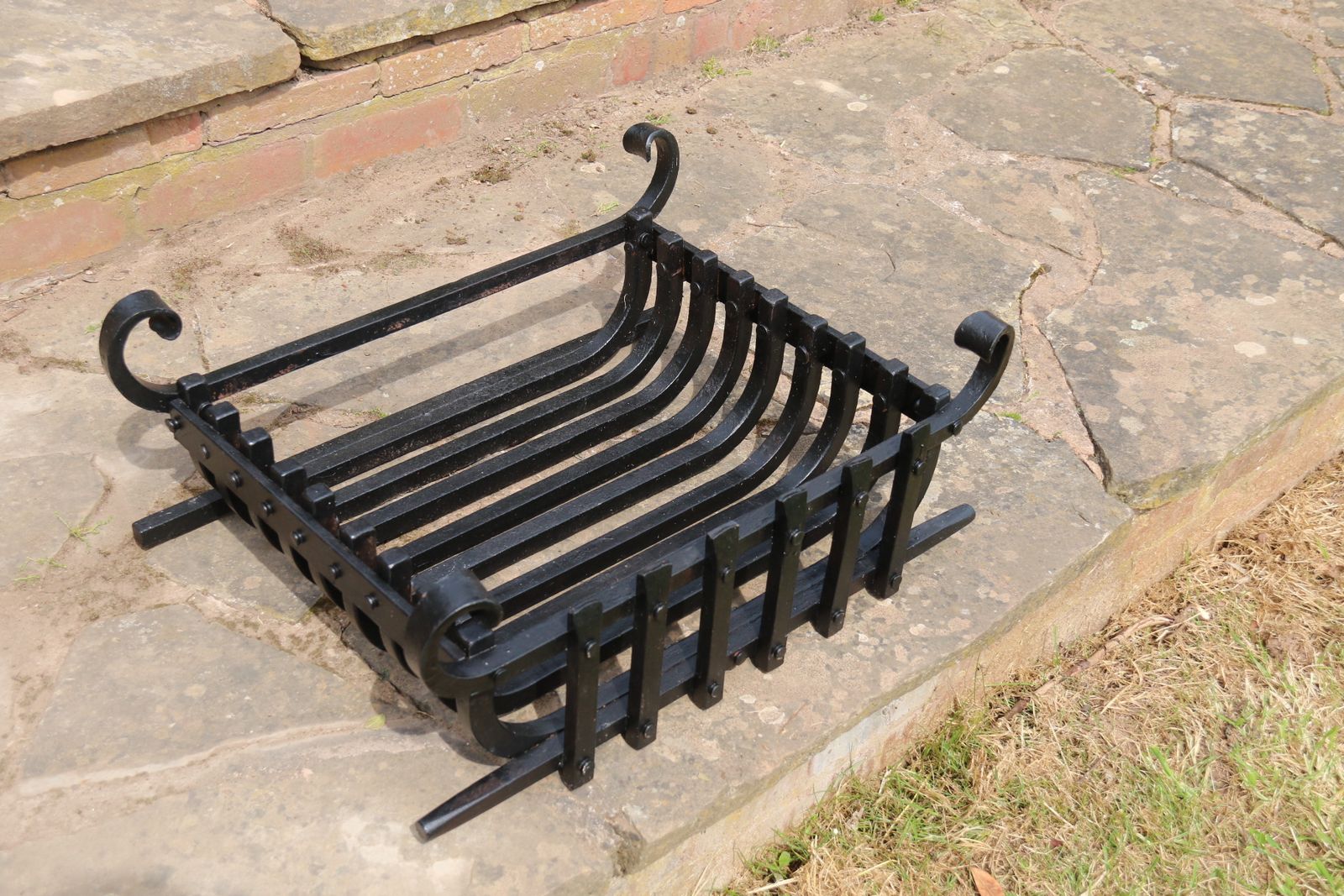 A Wrought Iron Arts And Crafts Fire Basket Of Medieval Style, C 1930