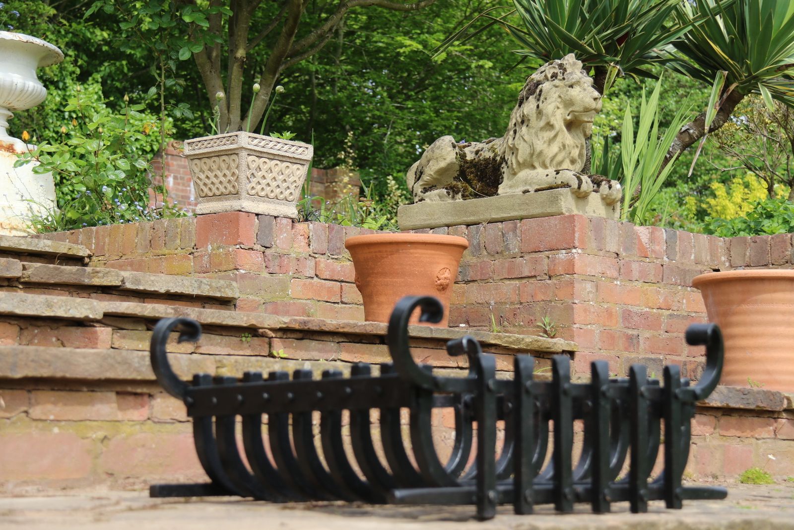Home Fixtures A Wrought Iron Arts And Crafts Fire Basket Of Medieval Style, C 1930 photo