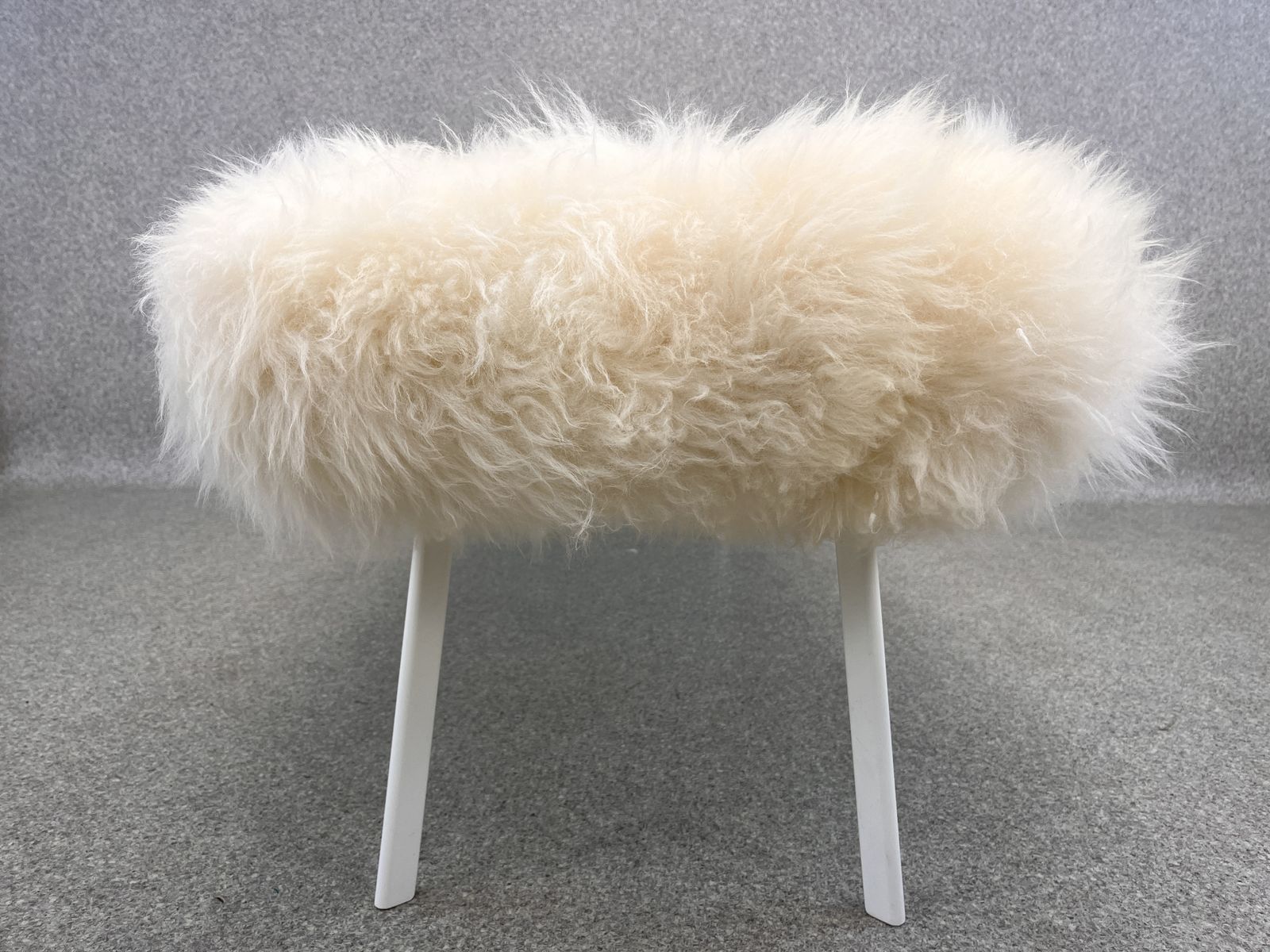 White Yeti Real Sheepskin Fluffy Furry Bench Chair  Bedside photo furniture