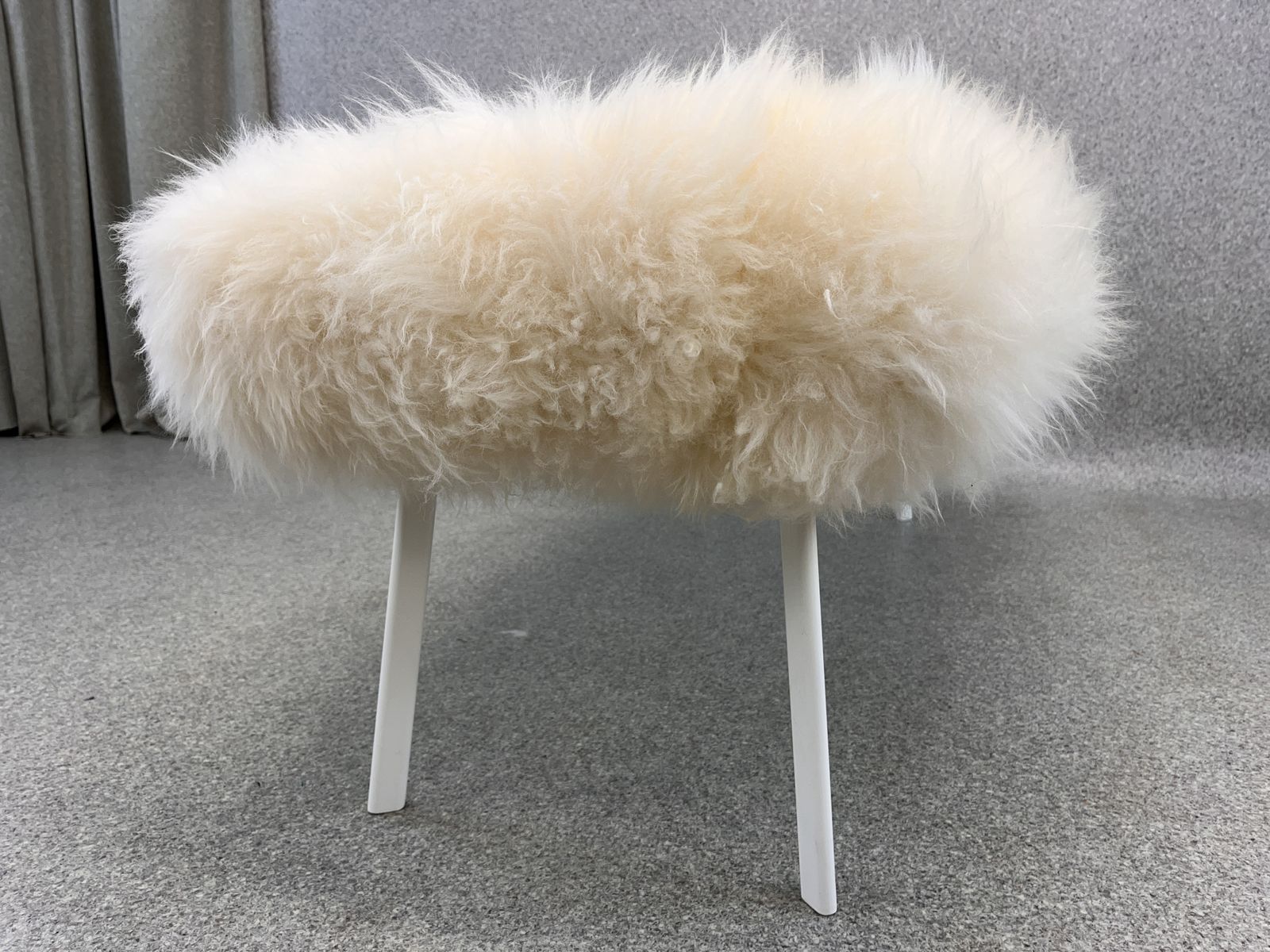 White Yeti Real Sheepskin Fluffy Furry Bench Chair  Bedside photo for sale
