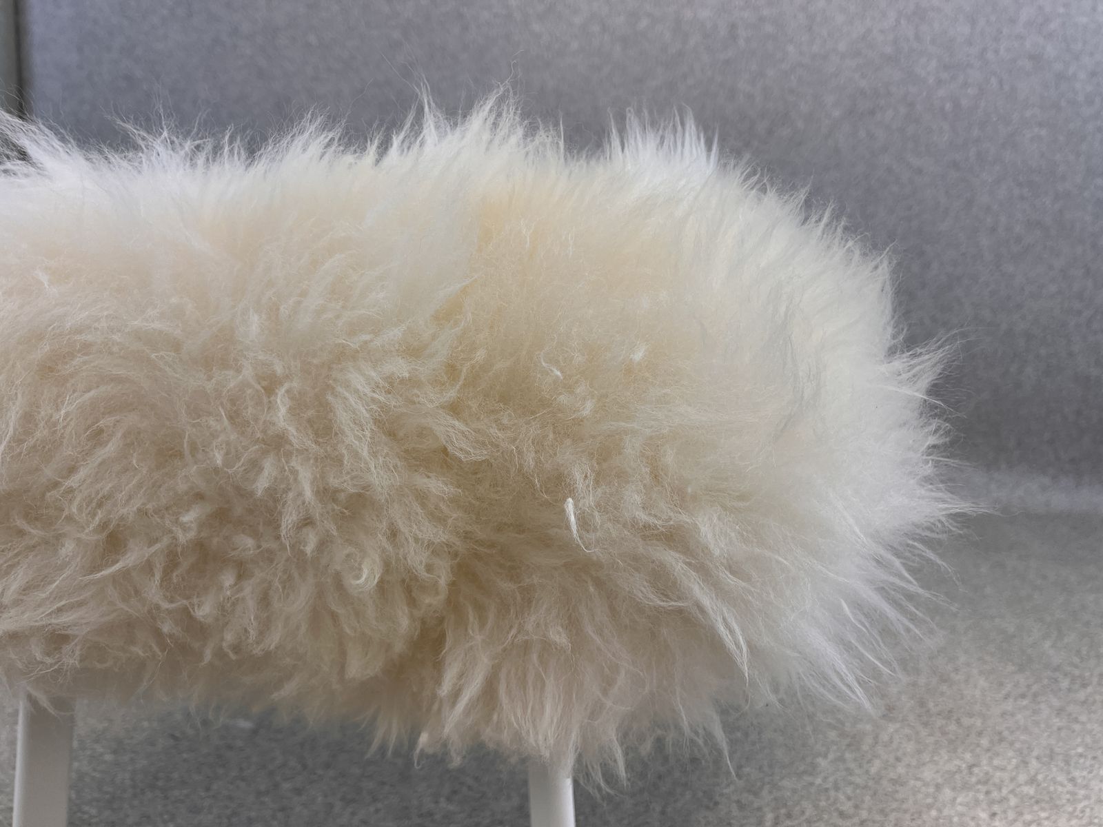 White Yeti Real Sheepskin Fluffy Furry Bench Chair  Bedside photo 750.0
