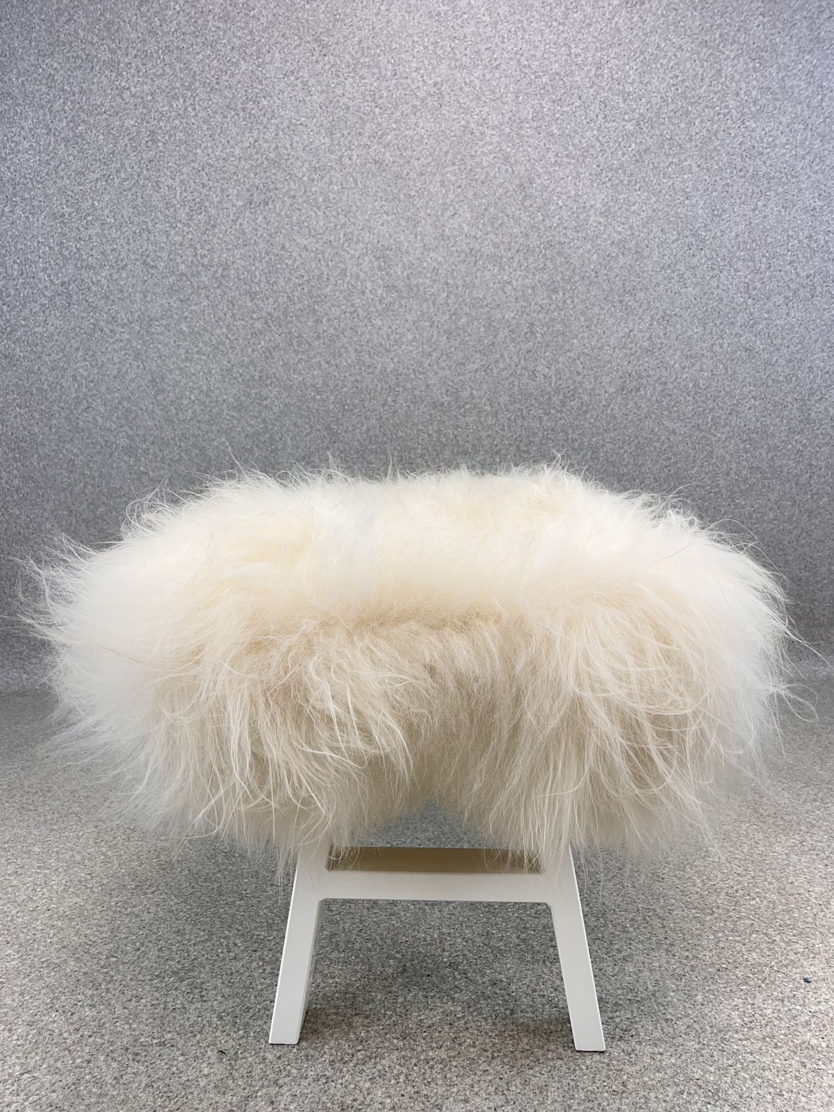 White Yeti Real Sheepskin Fluffy Furry Bench Chair Bedside photo vintage