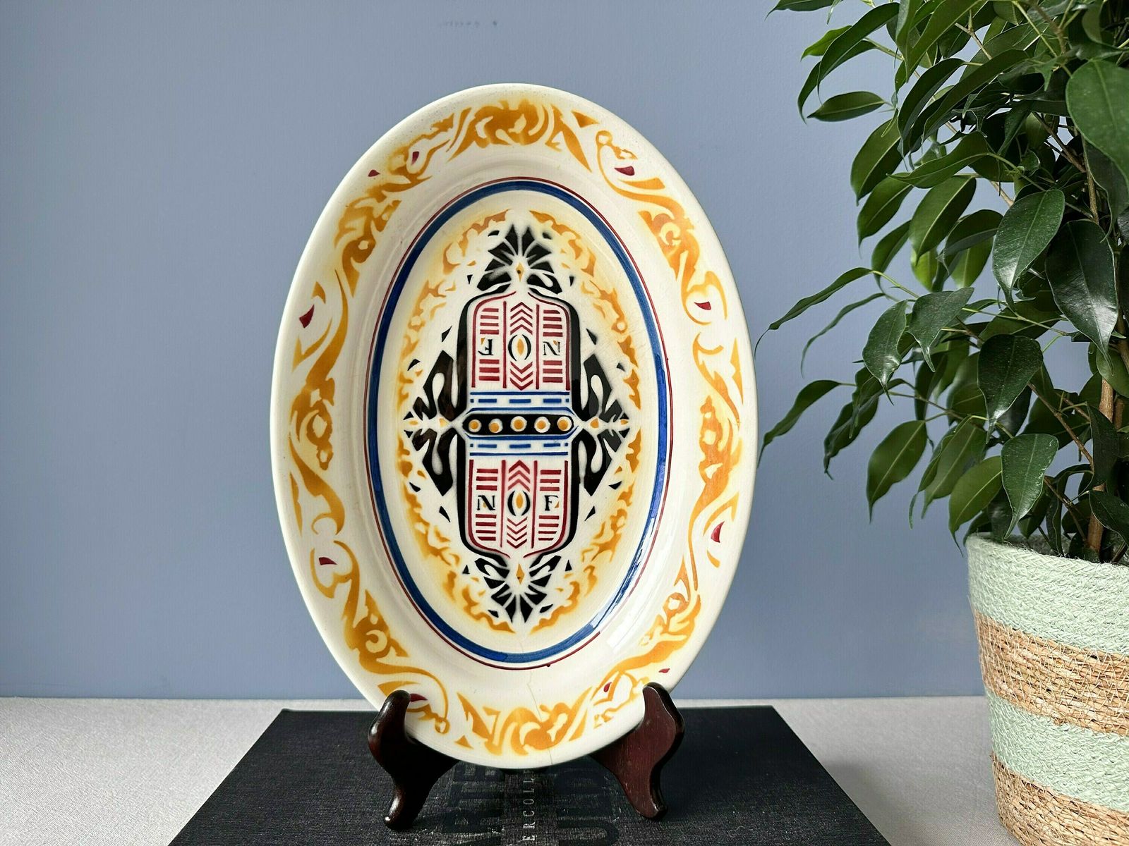 Antique Art Deco Bowl By Petrus Regout For Nof Calve Delft, Design By Richard Roland Holst, Amsterdam School photo vinterior