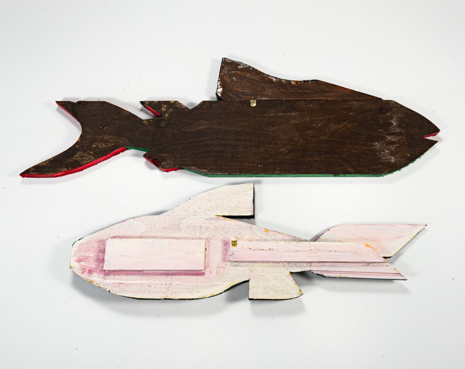 Set Of 6 Large Painted Wooden Wall Hanging Fish Hand Made British Folk Art photo Art