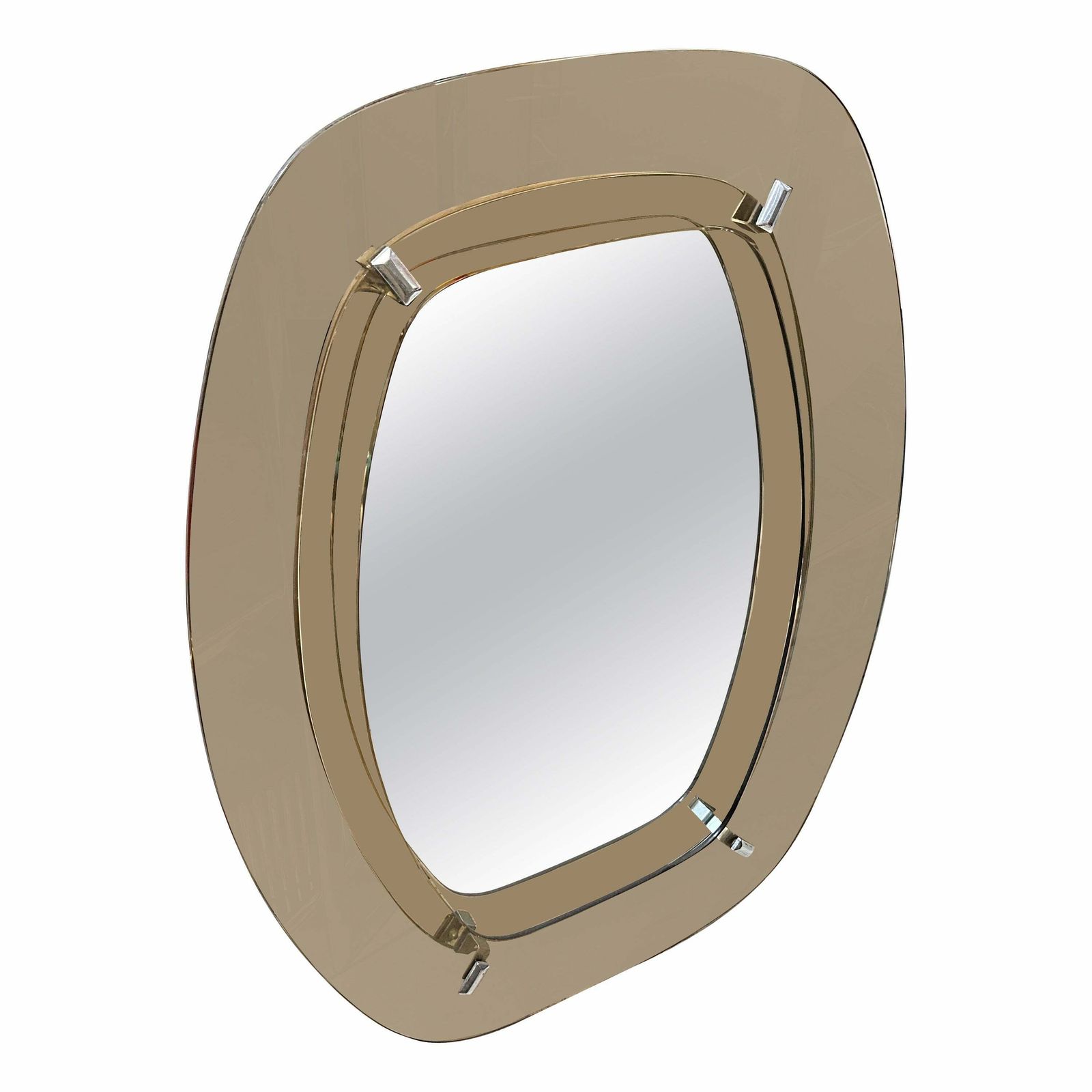 1970s Space Age Amber And Smoked Glass Wall Mirror By Veca