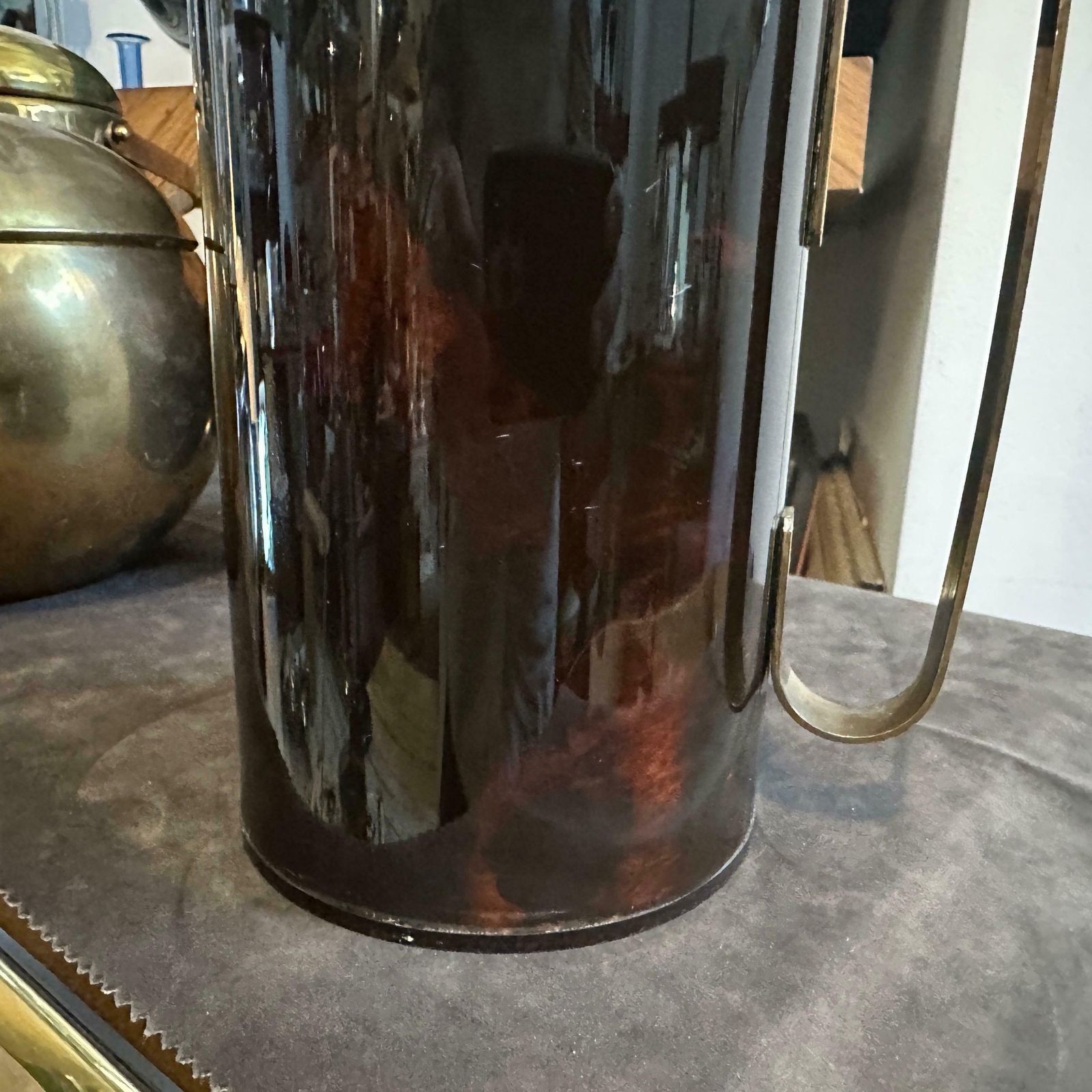 1950s Mid Century Modern Fake Tortoise Shell Bakelite And Brass Thermos Carafe photo Home Decor