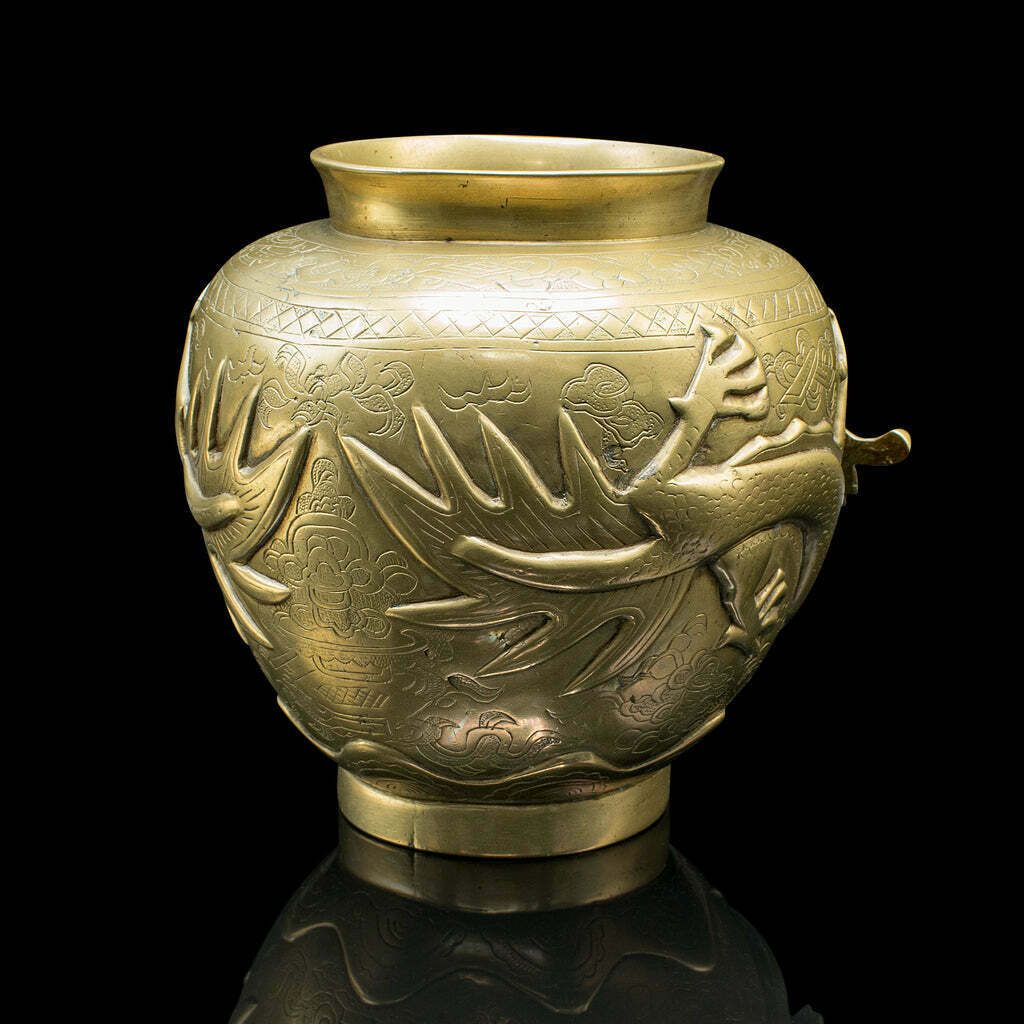 Pair Of Antique Flower Urns, Chinese, Bronze, Decorative Posy Vase, Victorian photo vinterior