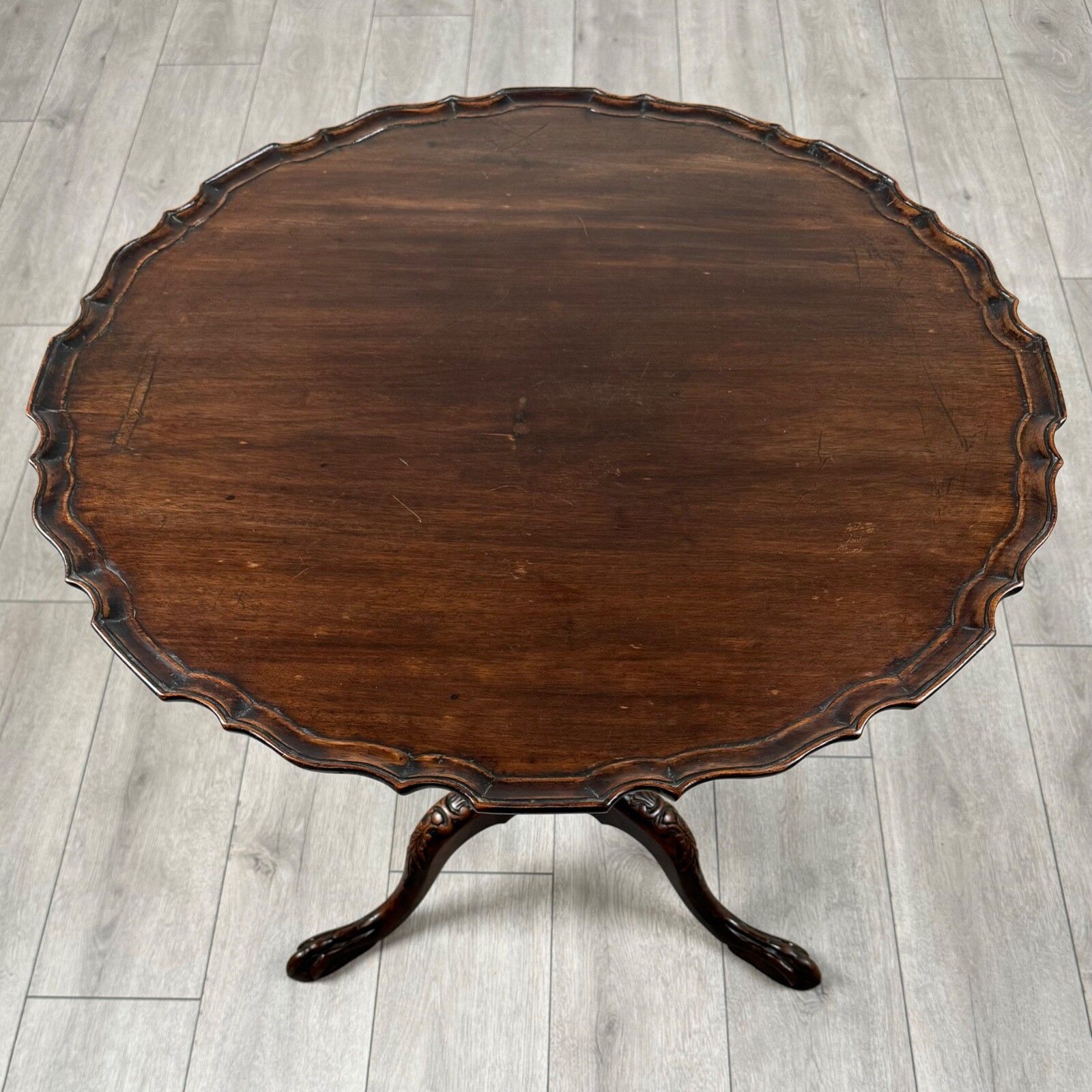 Antique 18th Century Mahogany Tripod Table With Piecrust Top photo Furniture