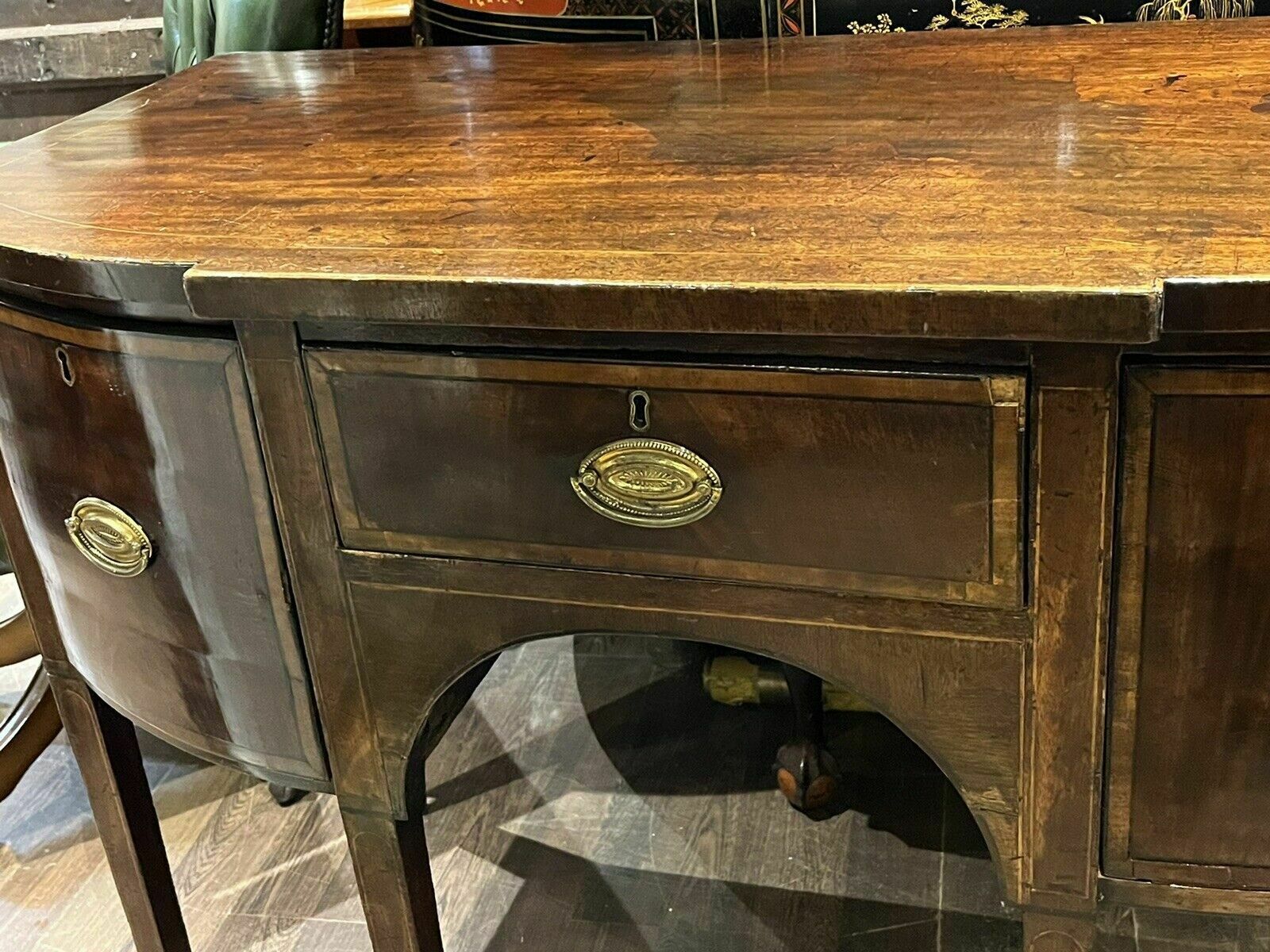 Georgian Inlaid Mahogany Sideboard. Small Proportions. Brass Handles. photo buy