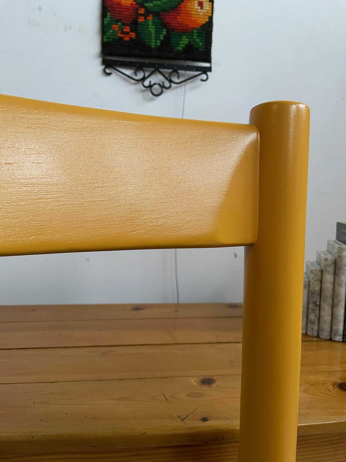 Vico Magistretti Carimate Dining Chair Painted In Marigold Yellow With Mustard Kvadrat Fabric Seat photo vintage