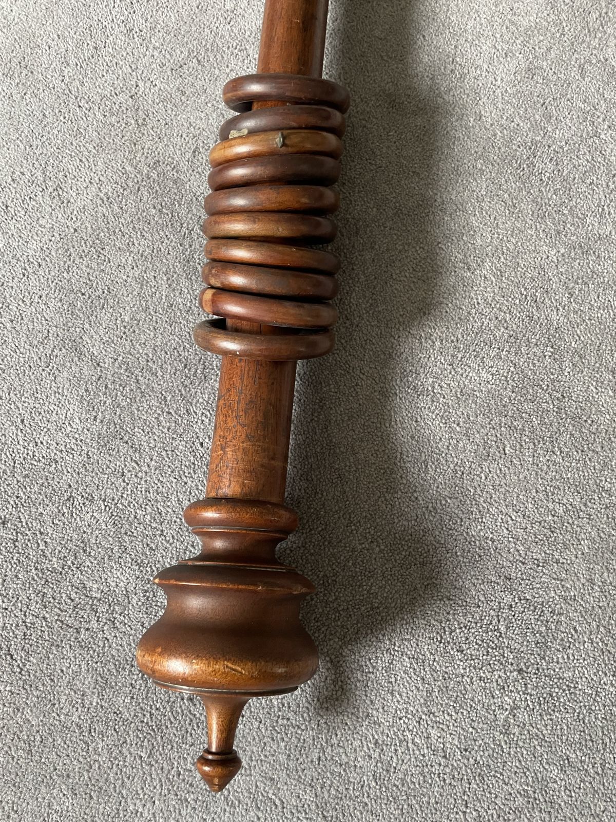 Wooden Curtain Pole (120cm Long X 4.5cm Diameter) With 2 Finials (14cm Long X 9cm Diameter), 10 Wooden Rings (9cm Diameter) And Pair Of Brass Bracket photo Home Decor