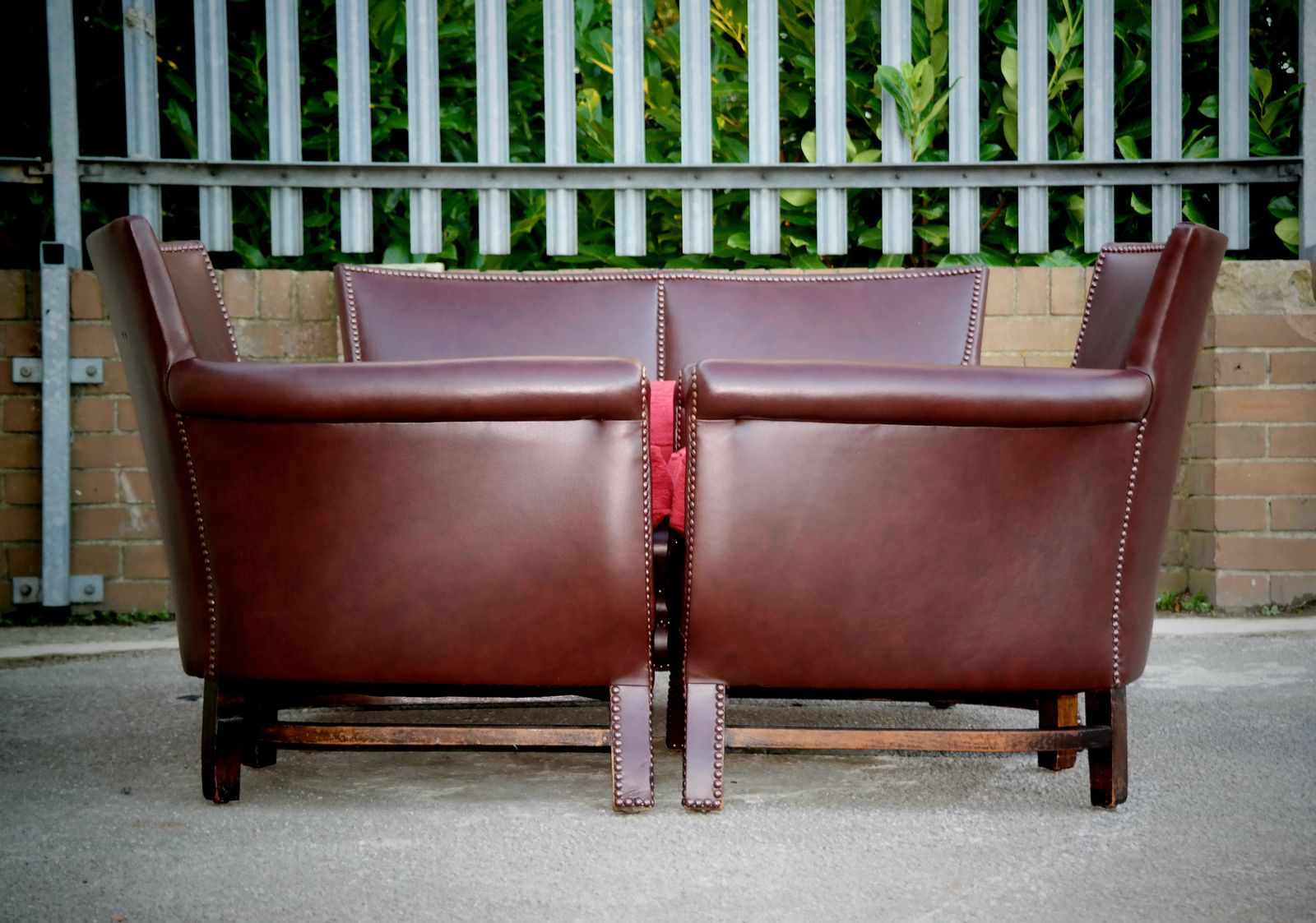 Otto Schultz Boet Leather Cigar Club Sofa Set 2 Seater 2 Armchairs Brown photo furniture