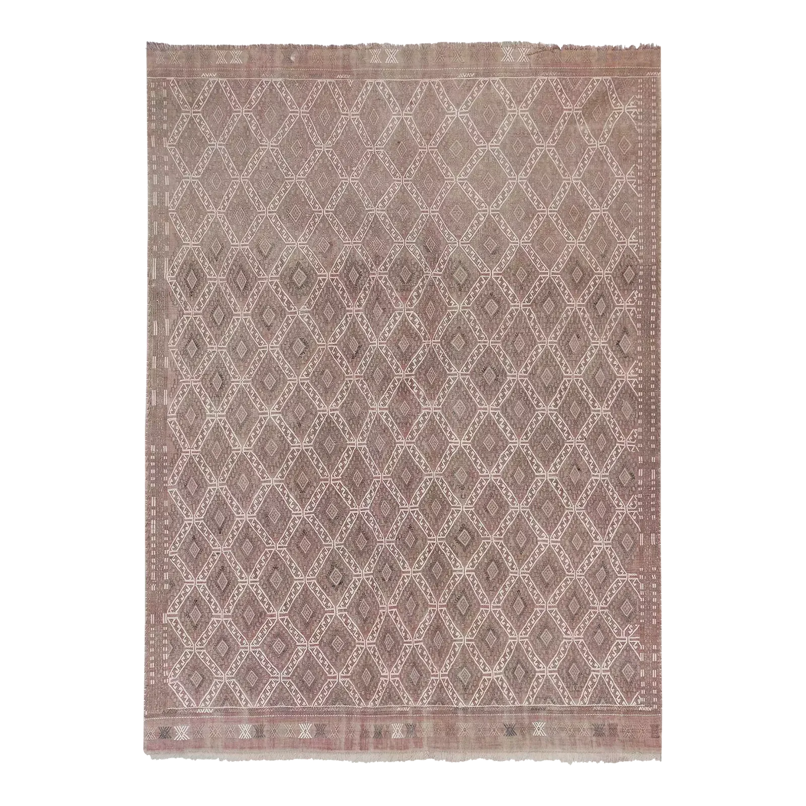 Vintage Embroided Jajim Kilim Rug 5'5'' X 7'8''