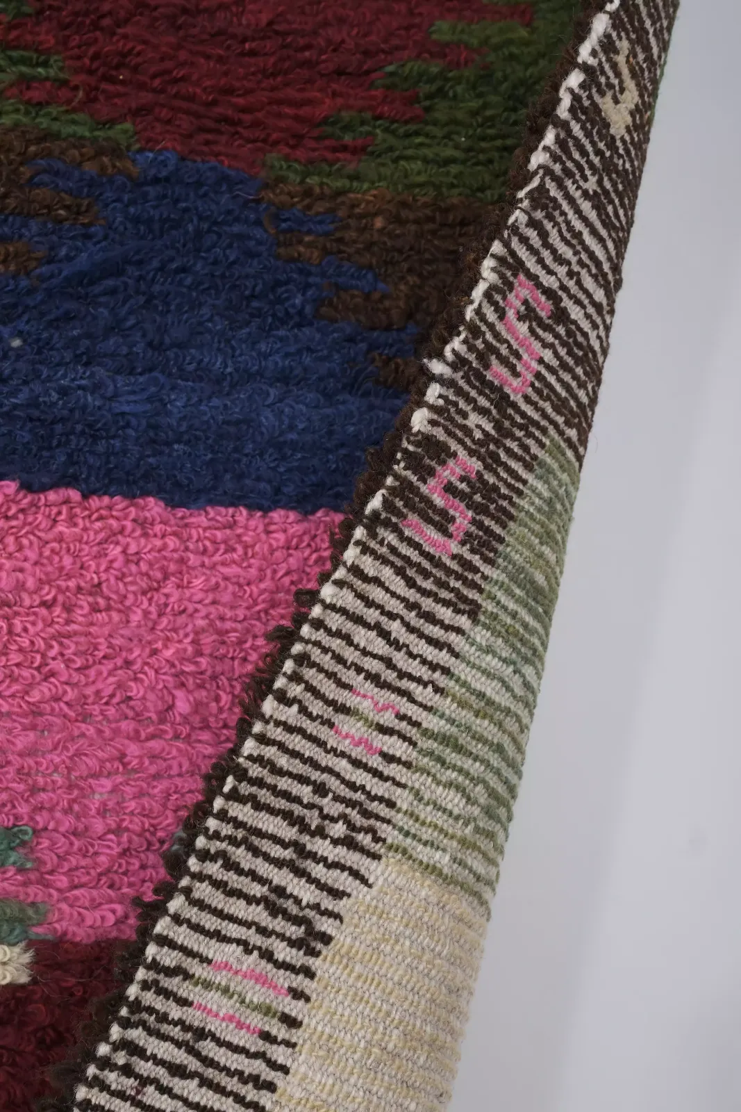 photo for sale 1960s Vintage Organic Wool Turkish Tulu Rug 3'9" X 4'7"