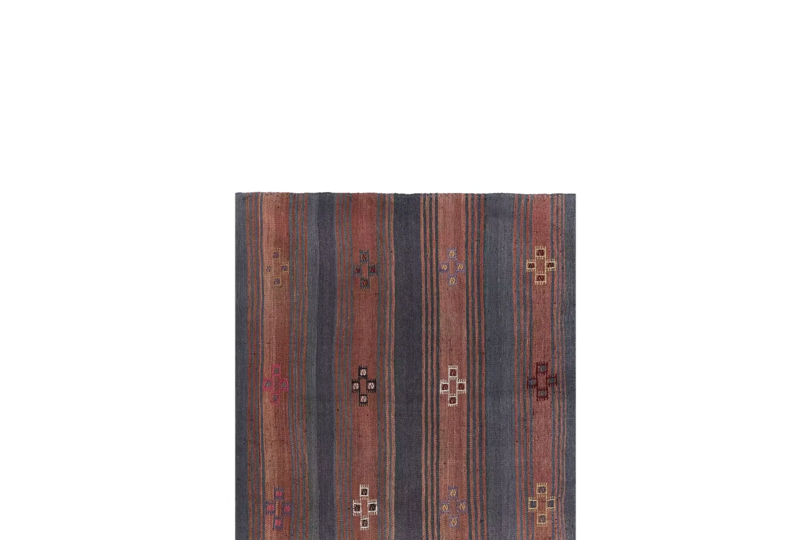 Turkish Striped Cotton Kilim 3'9'' X 9'4'' photo Textiles