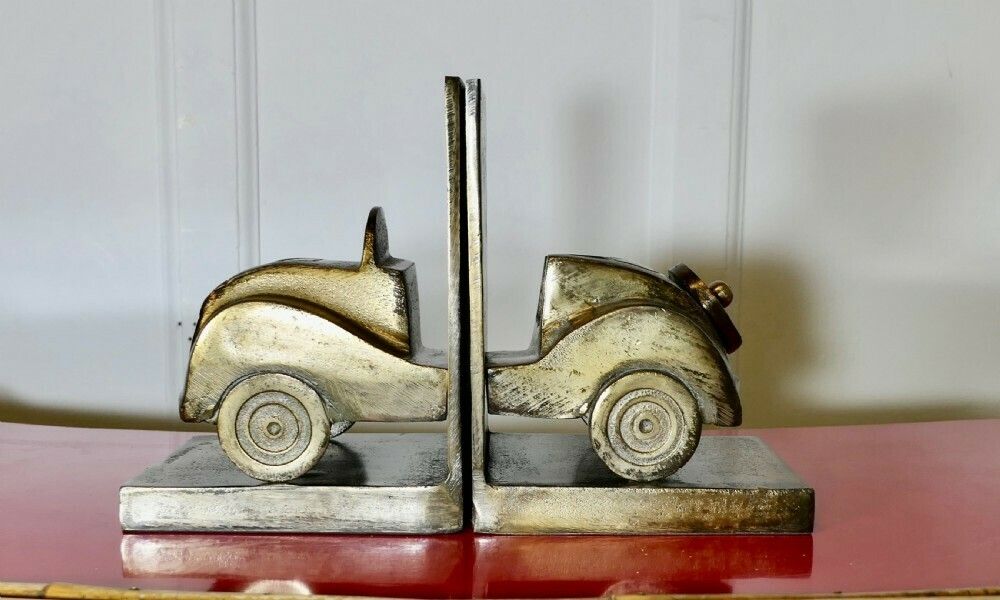 Brass Desk Top Bookends In The Shape Of A Vintage Car photo Home Decor