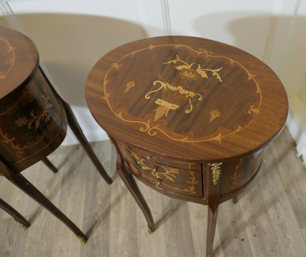 A Pair Of French Oval Side Tables Or Bedside Cabinets photo vinterior