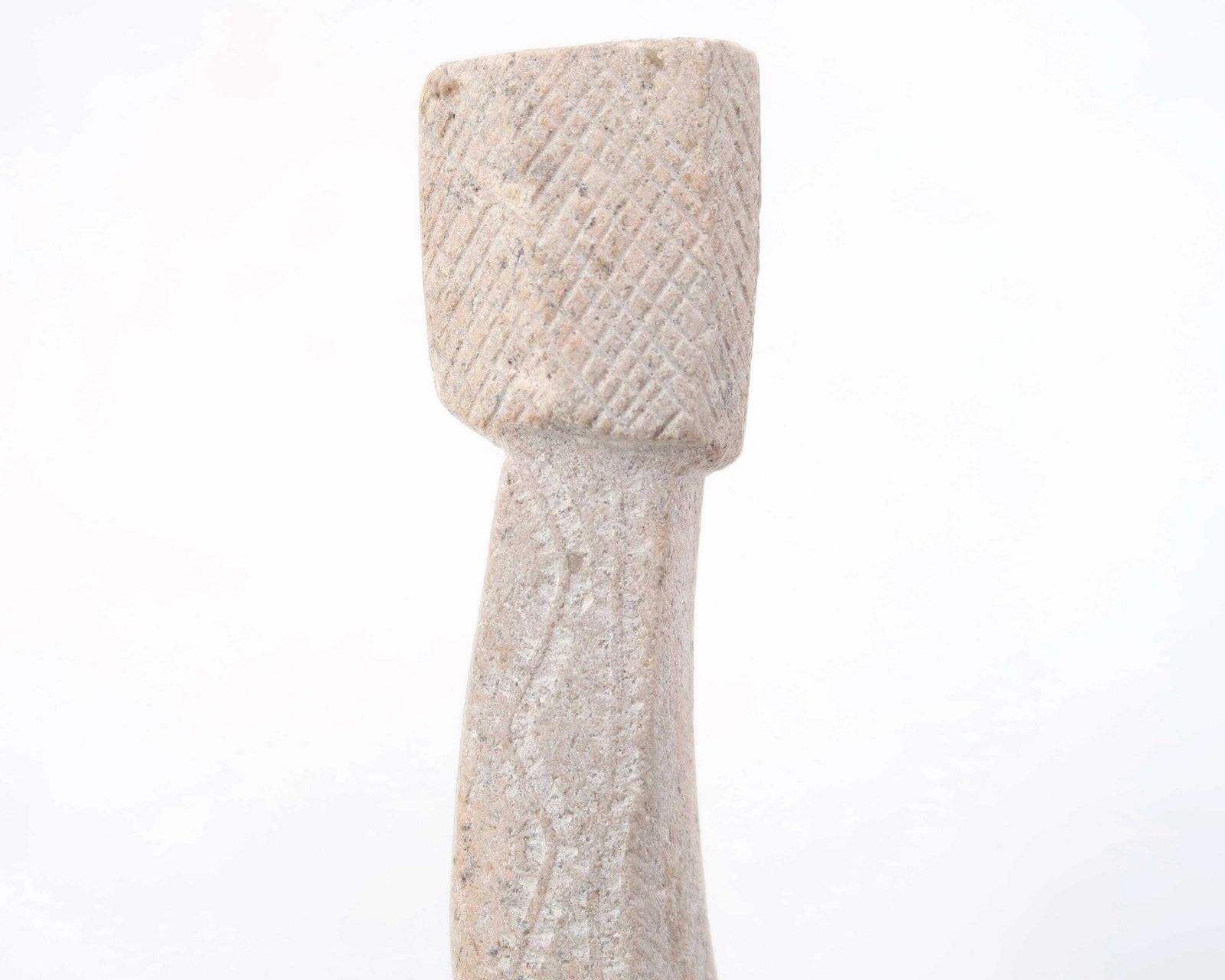 Moroccan Candleholder, Carved Stone With Scarified Decor, 1970s / Candle Holder, Boho Chic, Candlestick, Folk, Morocco, Sculpture, Totem photo 99.0
