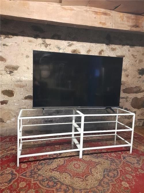 Large Metal And Glass Tv Stand Hifi Stand. 046 photo for sale