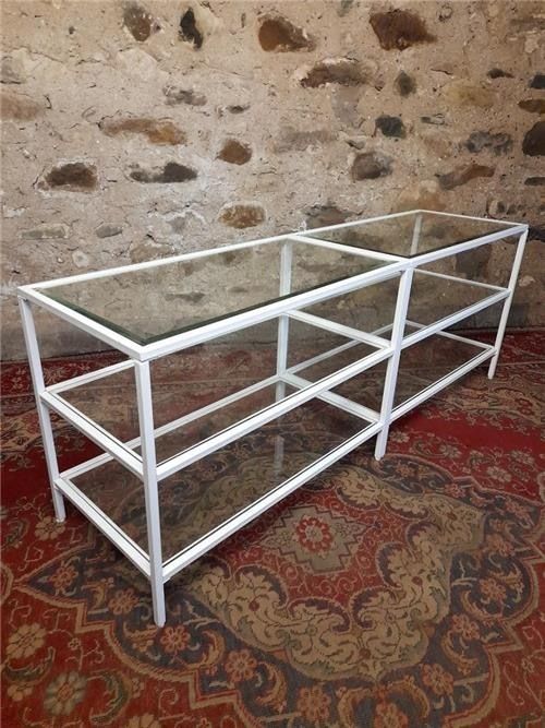 Large Metal And Glass Tv Stand Hifi Stand. 046 photo vintage