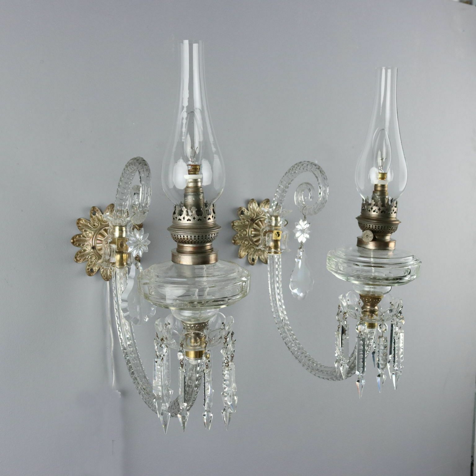 Antique Wall Lamps Crystal Glass Italy XX Century photo for sale