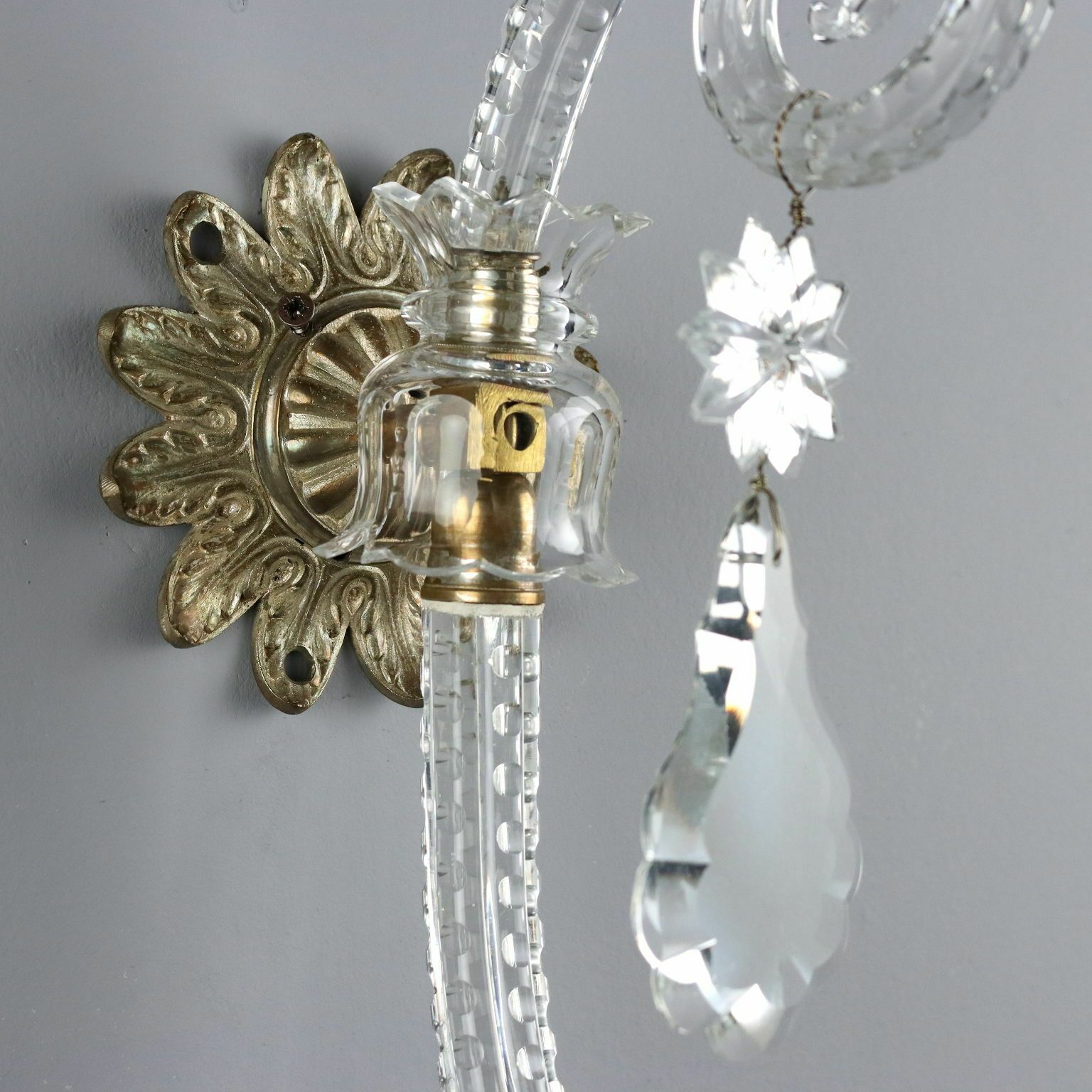 Antique Wall Lamps Crystal Glass Italy XX Century photo vintage