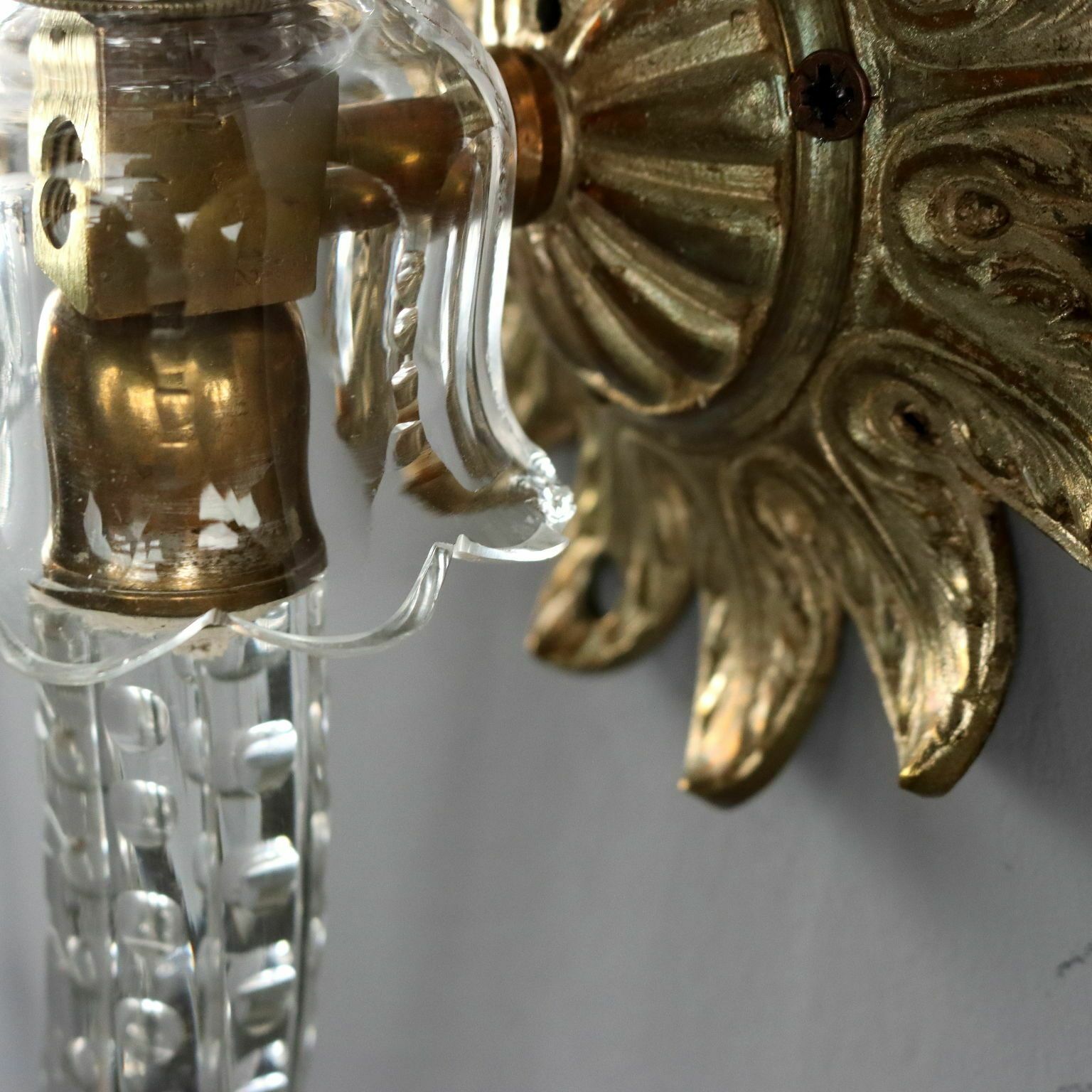 Lighting Antique Wall Lamps Crystal Glass Italy XX Century photo