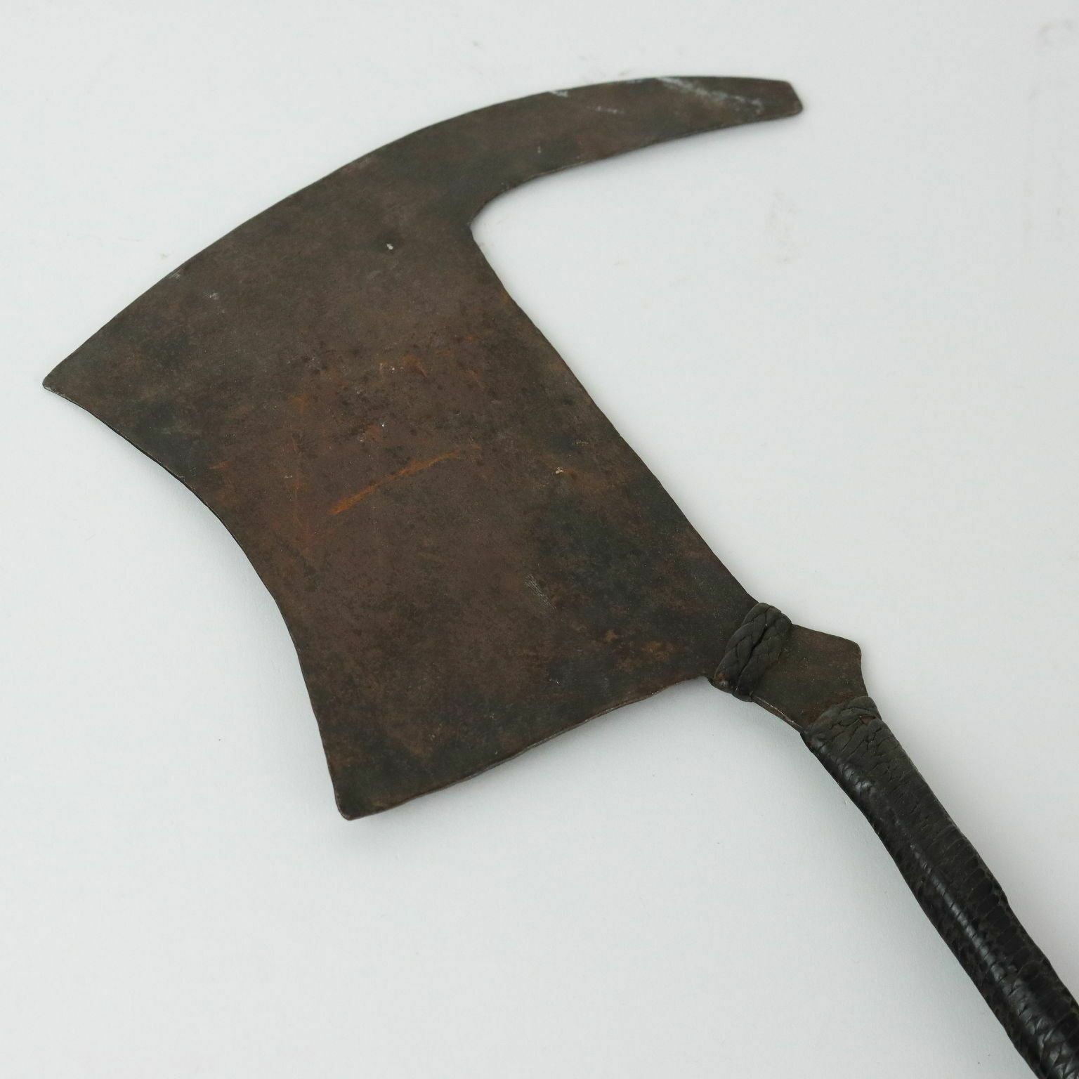 Antique Manzhi Dance Ceremonial Axe Iron Leather Africa XX Century photo for sale